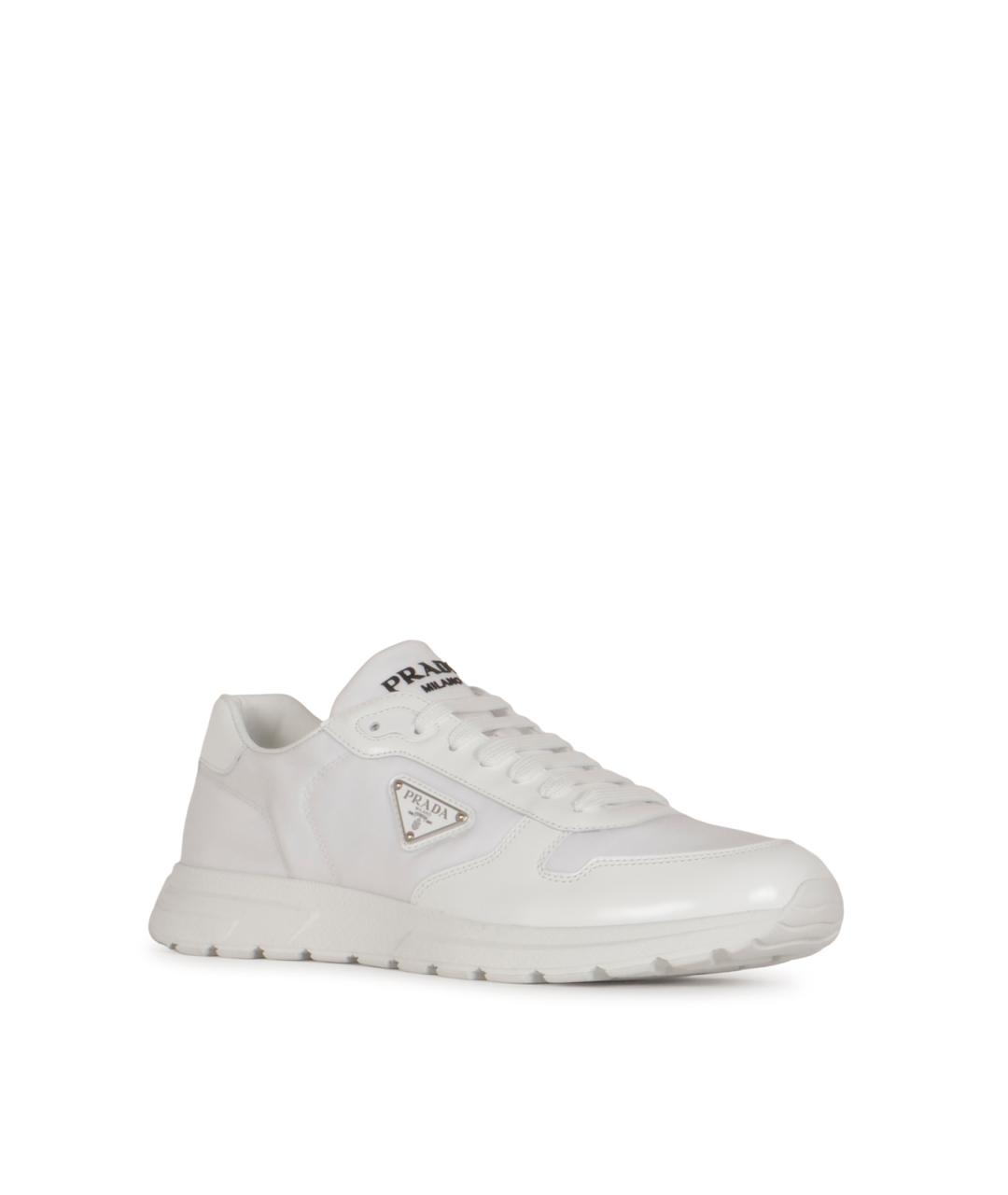 PRADA Белые синтетические низкие кроссовки / кеды, фото 2