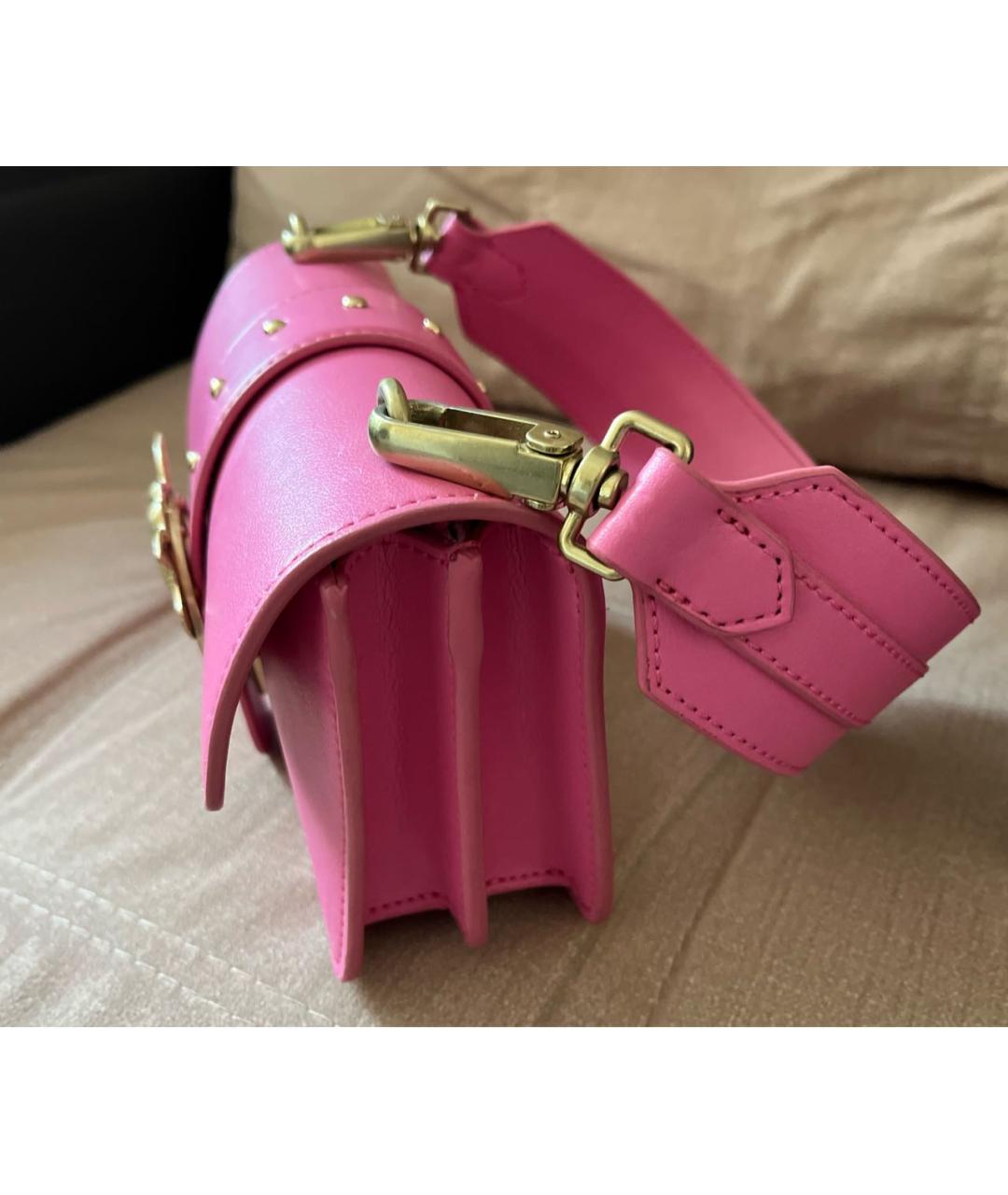 PINKO Розовая кожаная сумка с короткими ручками, фото 3