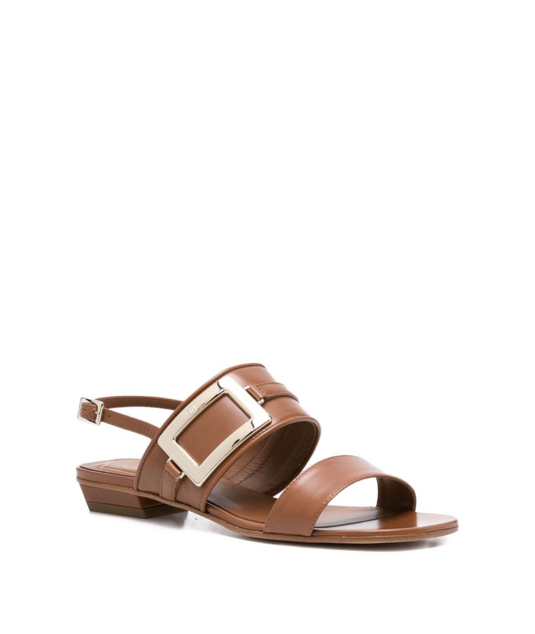 ROGER VIVIER Коричневые кожаные босоножки, фото 4