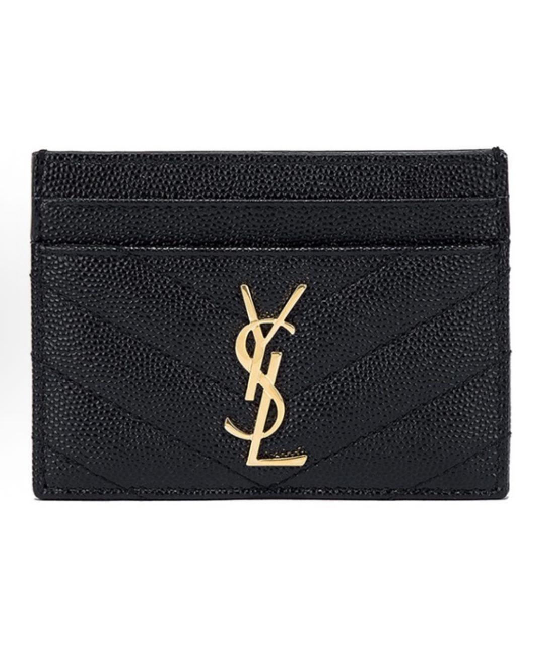 SAINT LAURENT Черный кожаный кардхолдер, фото 7