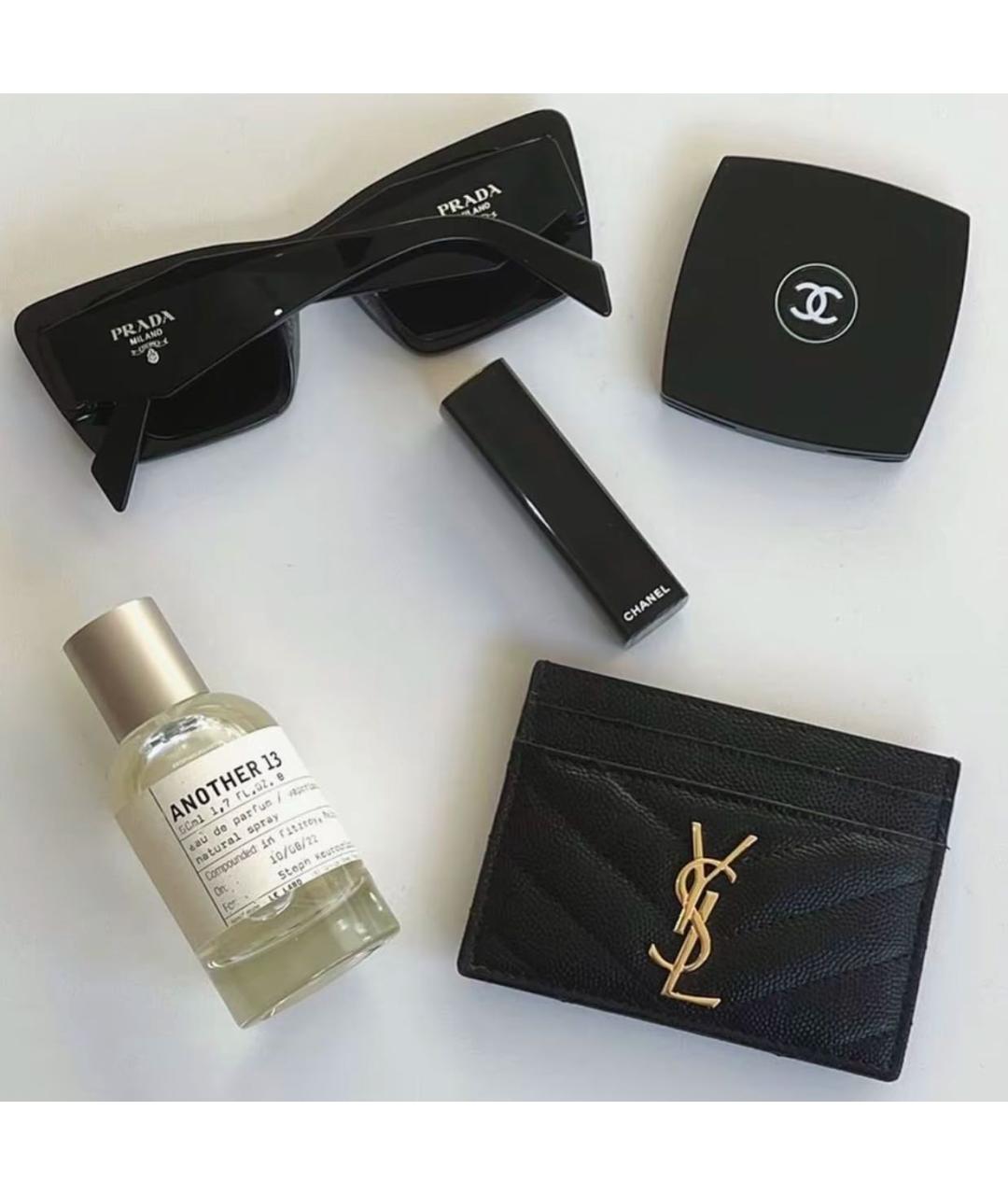 SAINT LAURENT Черный кожаный кардхолдер, фото 6