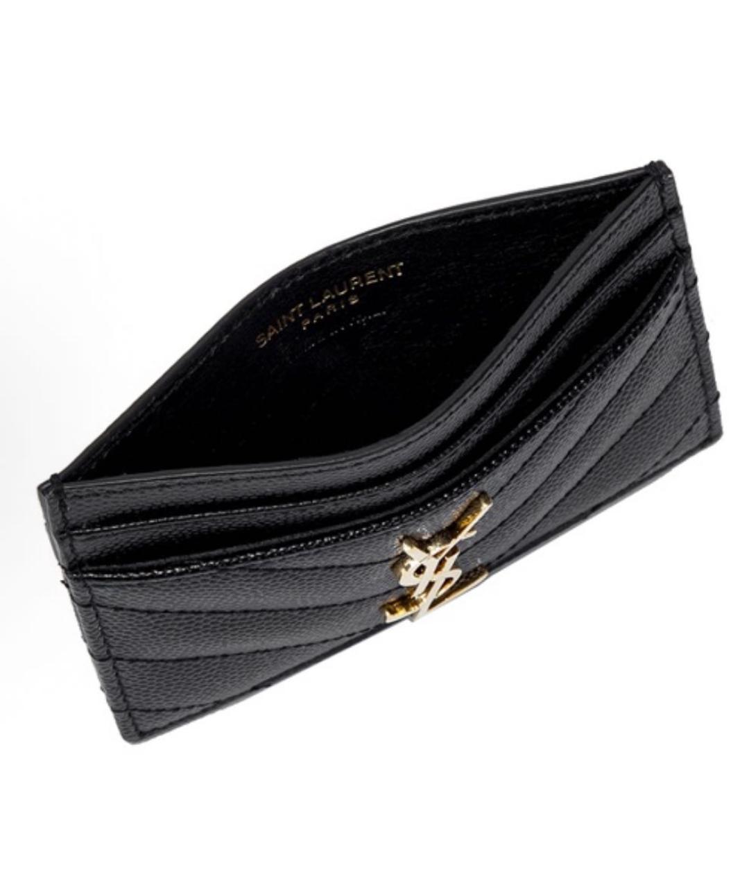 SAINT LAURENT Черный кожаный кардхолдер, фото 5