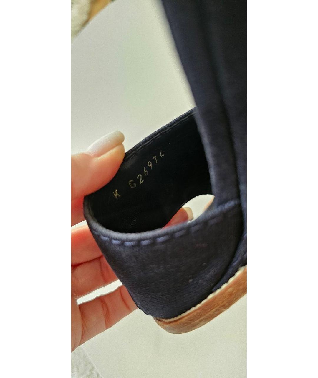 CHANEL Темно-синие текстильные мюли, фото 6