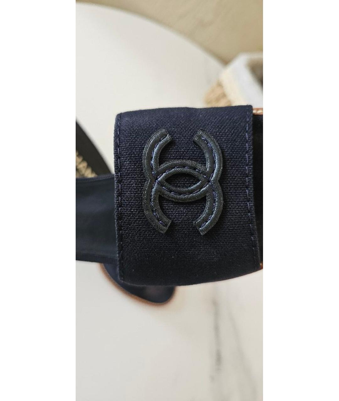 CHANEL Темно-синие текстильные мюли, фото 8