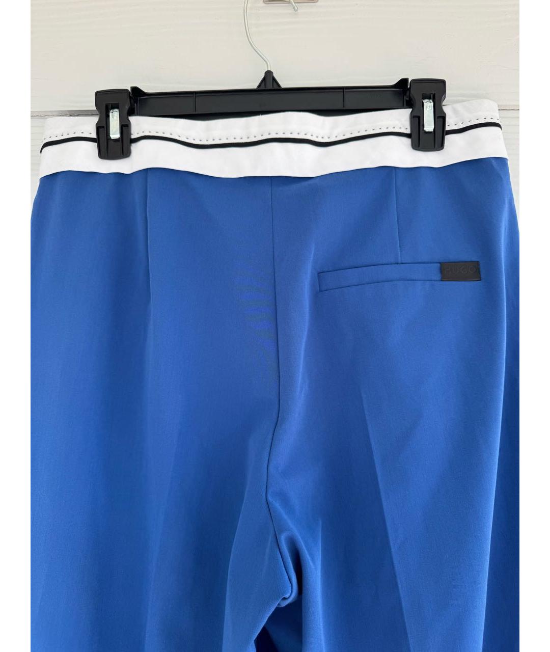 HUGO Синие вискозные брюки широкие, фото 5