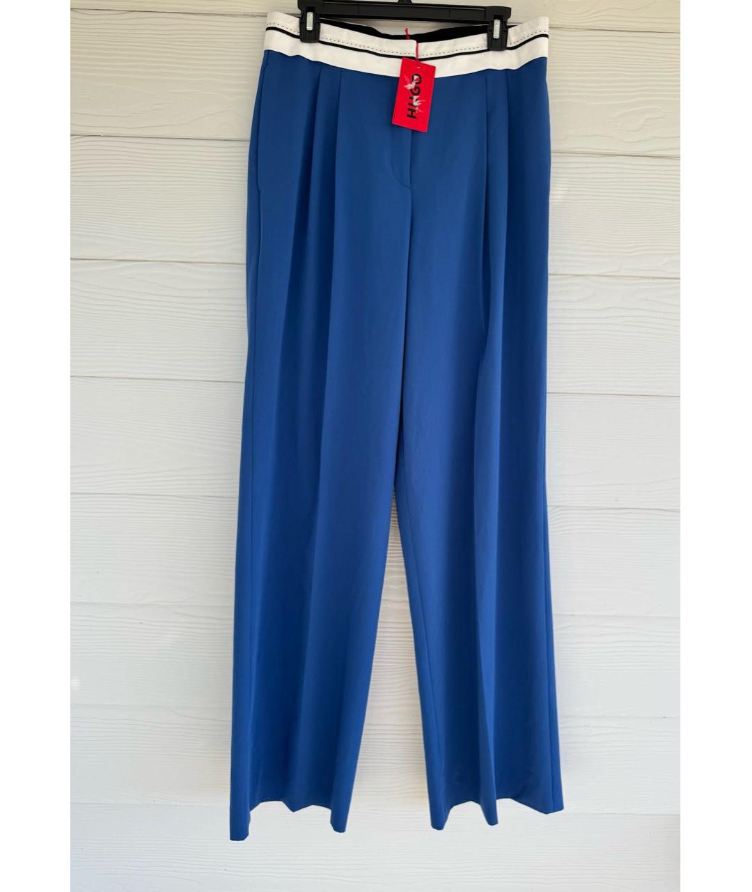 HUGO Синие вискозные брюки широкие, фото 9