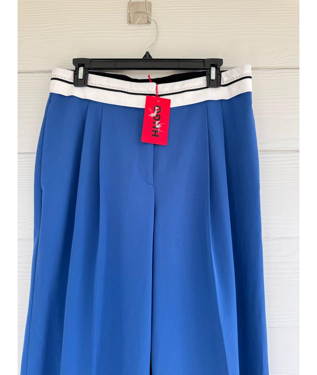 HUGO Синие вискозные брюки широкие, фото 2