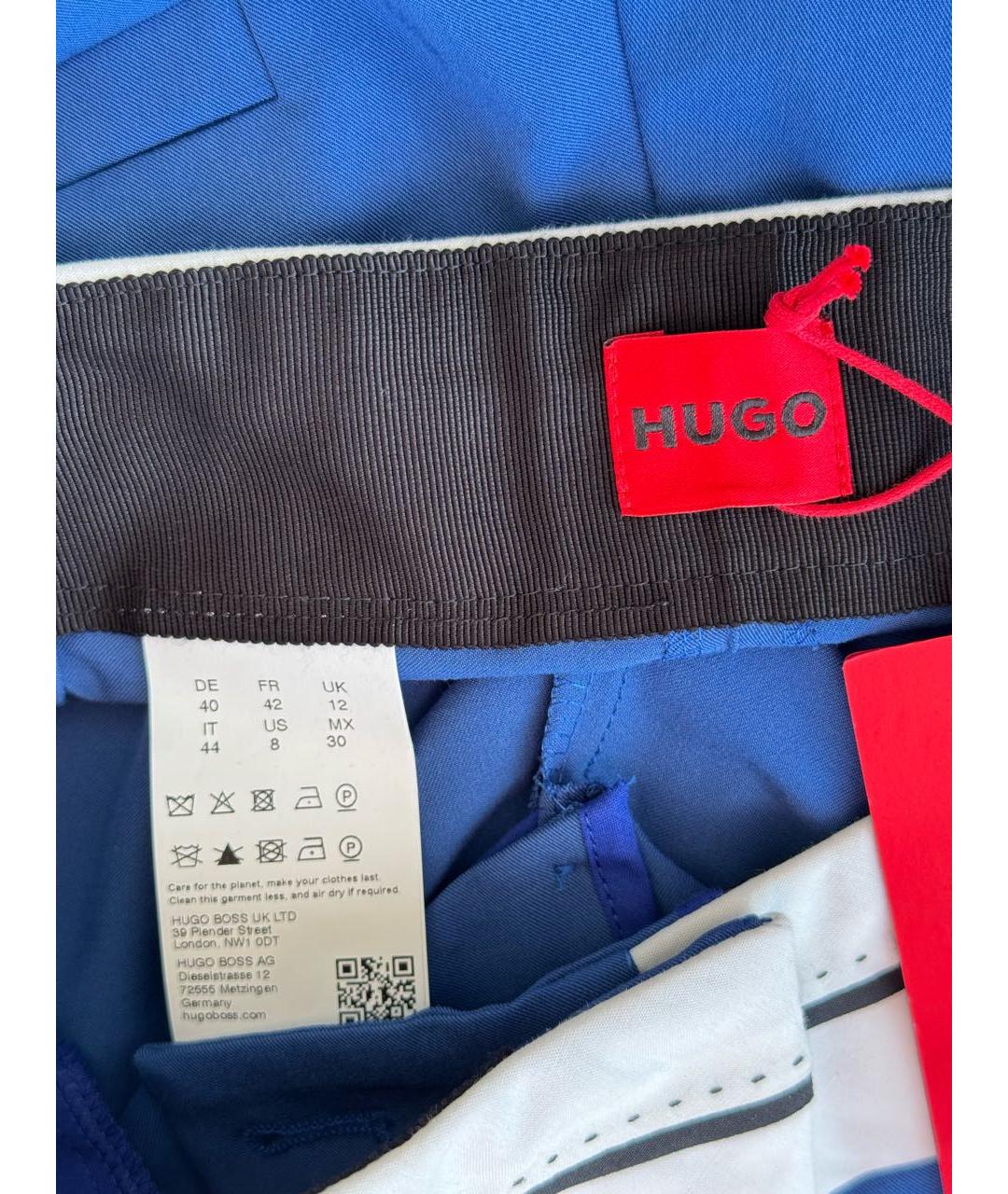 HUGO Синие вискозные брюки широкие, фото 6