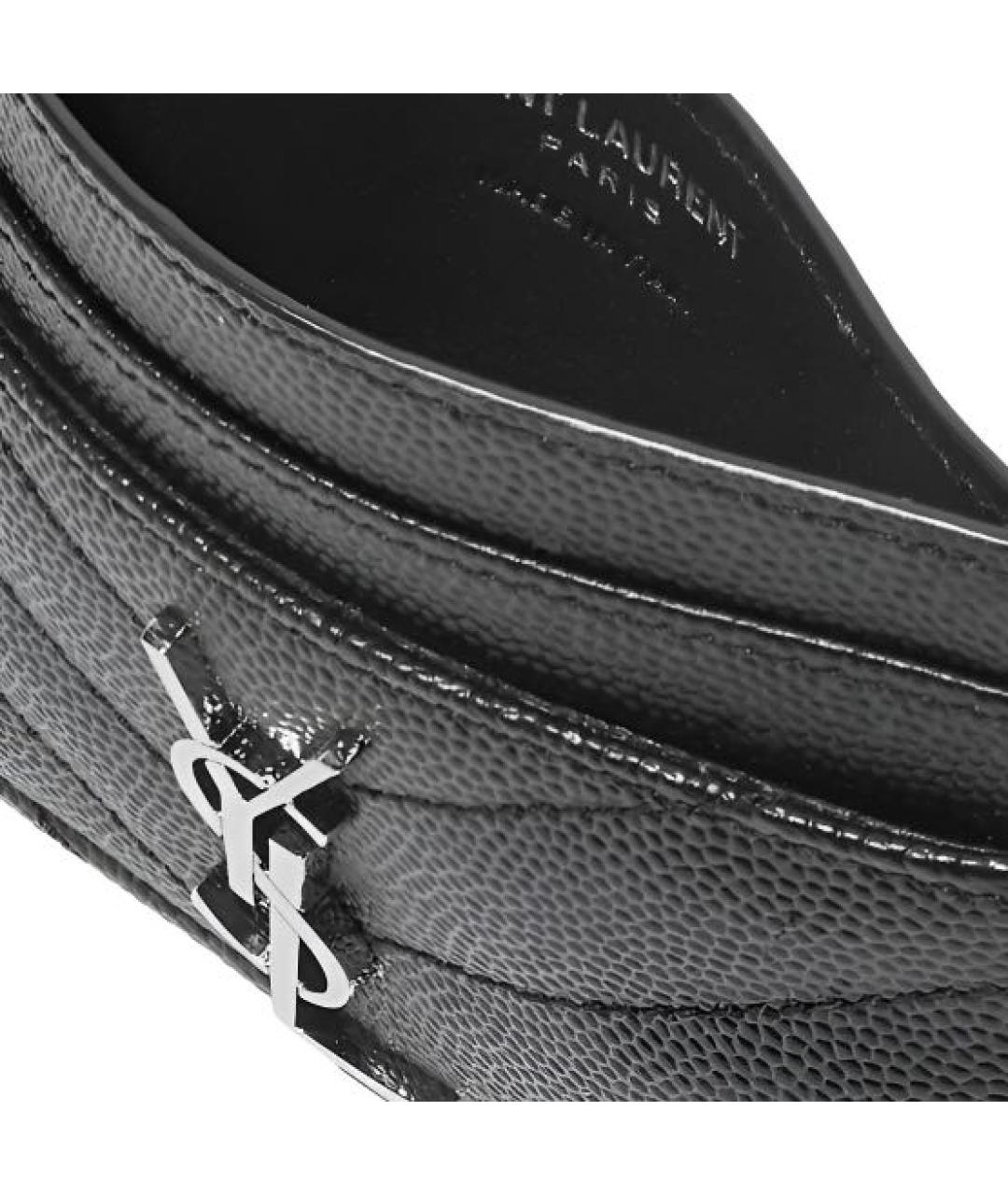 SAINT LAURENT Черный кожаный кардхолдер, фото 3