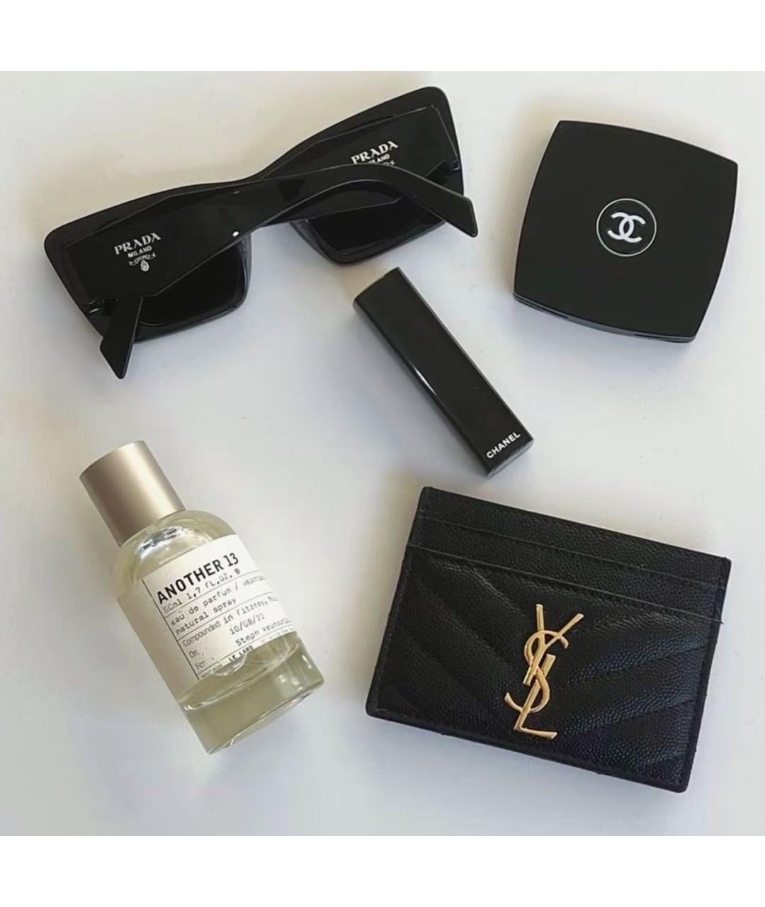 SAINT LAURENT Черный кожаный кардхолдер, фото 5