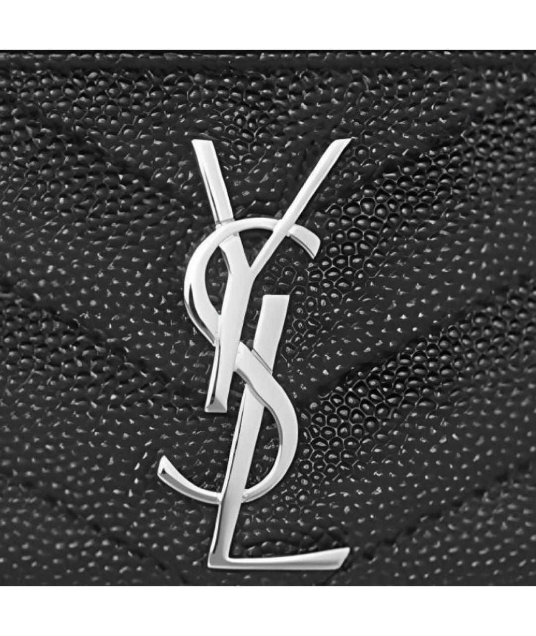 SAINT LAURENT Черный кожаный кардхолдер, фото 4