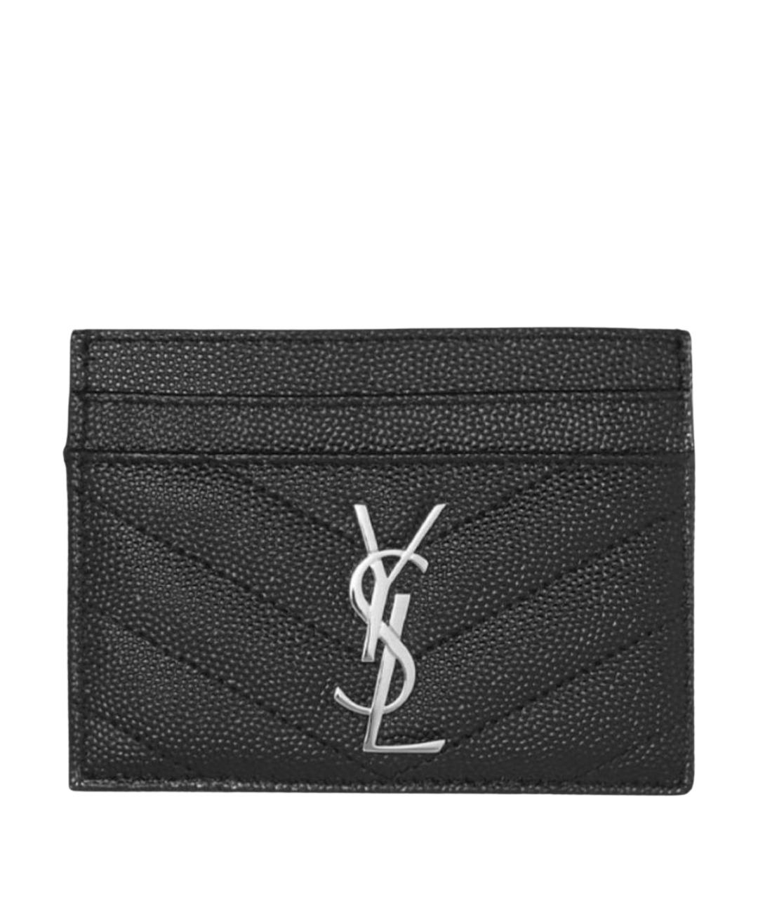 SAINT LAURENT Черный кожаный кардхолдер, фото 1