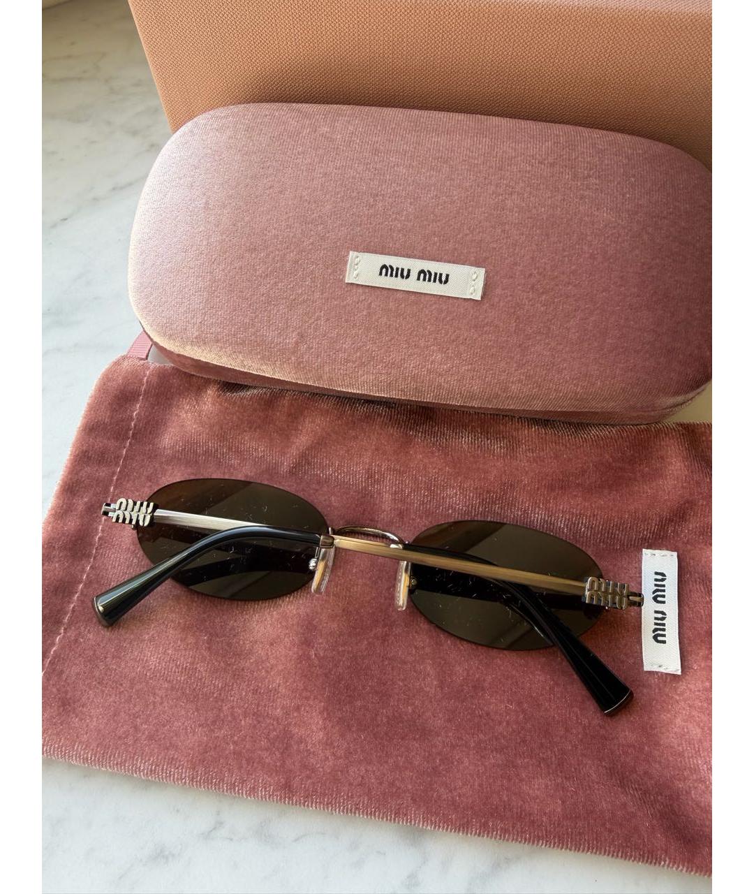 MIU MIU Коричневые металлические солнцезащитные очки, фото 3