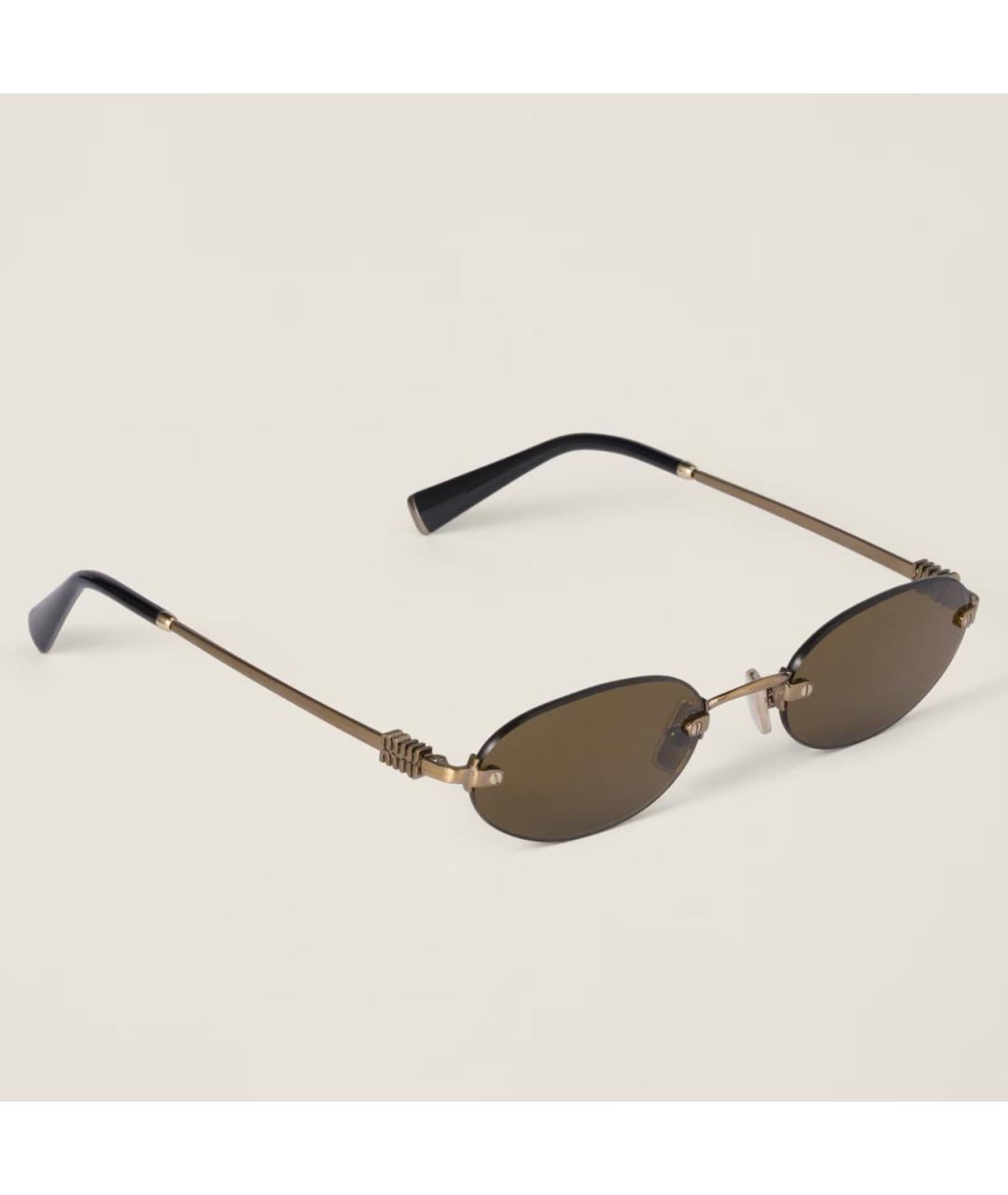 MIU MIU Коричневые металлические солнцезащитные очки, фото 5