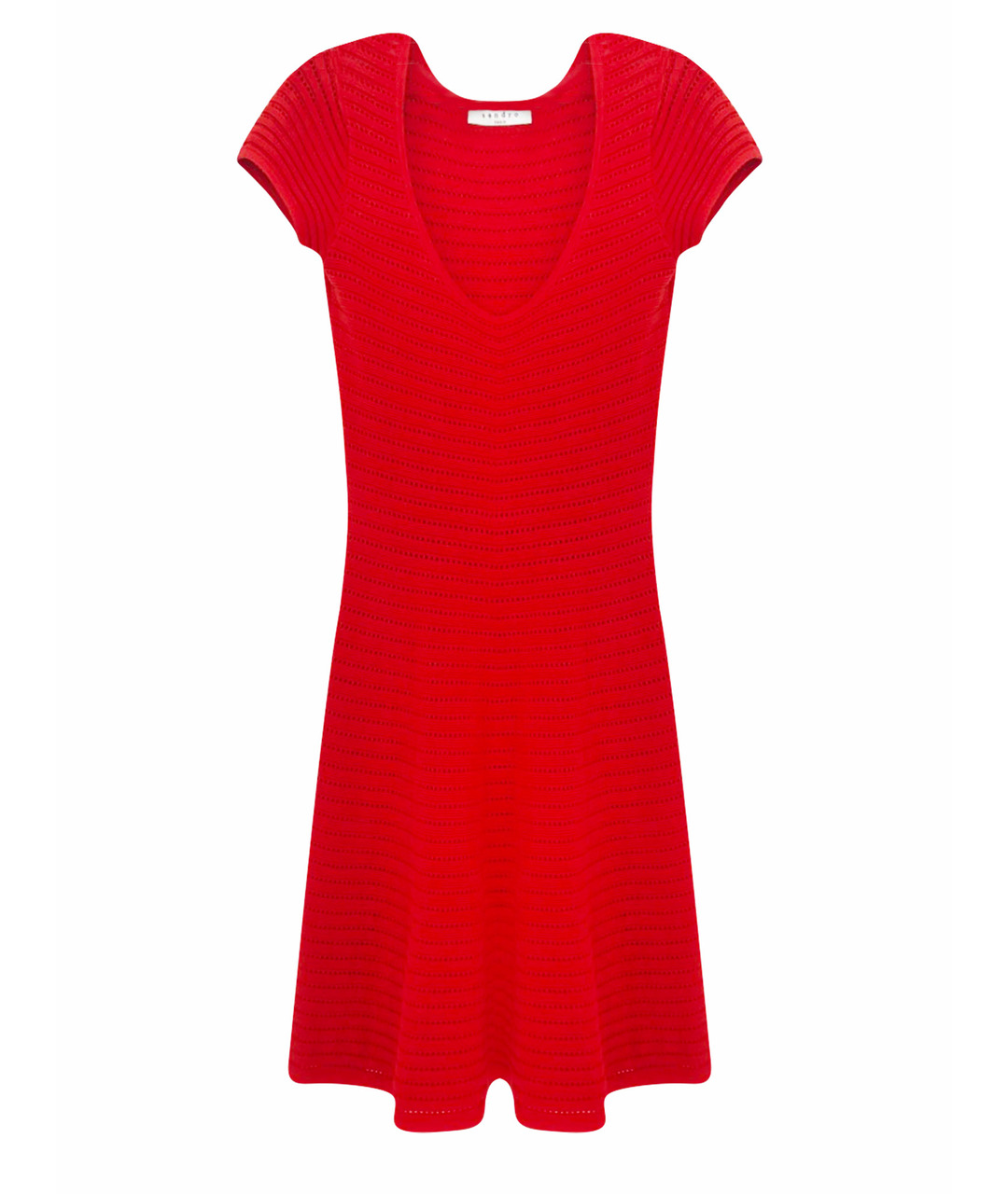 SANDRO Красное хлопко-эластановое повседневное платье, фото 1