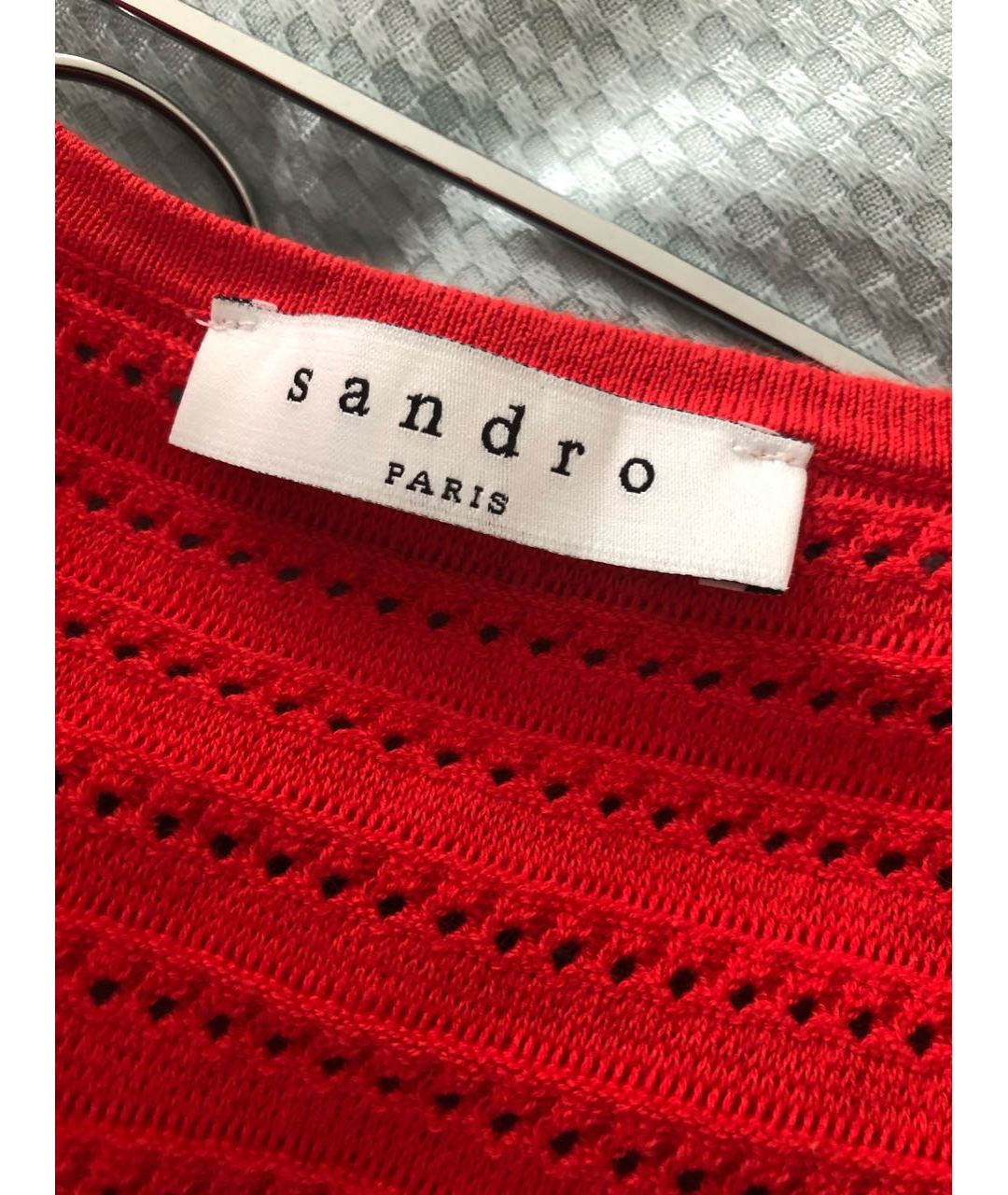 SANDRO Красное хлопко-эластановое повседневное платье, фото 3