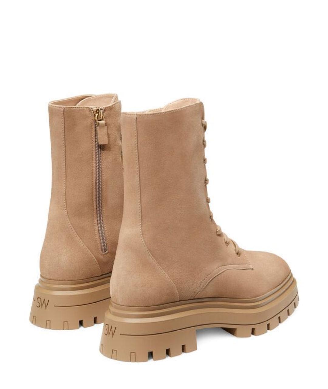 STUART WEITZMAN Бежевые замшевые ботинки, фото 3