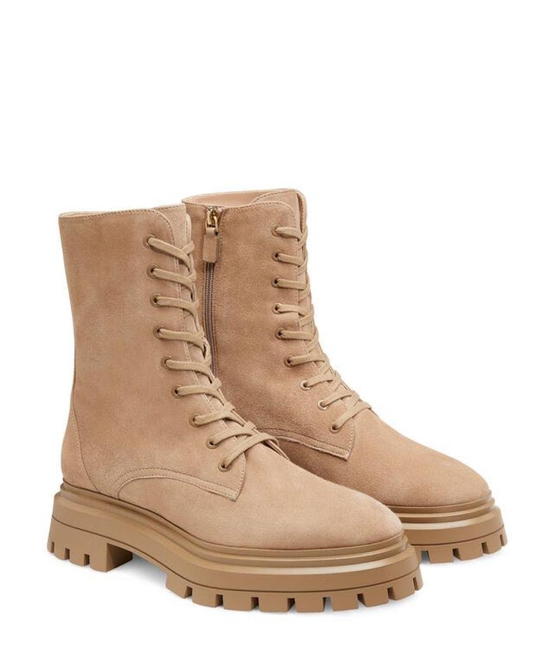 STUART WEITZMAN Бежевые замшевые ботинки, фото 2
