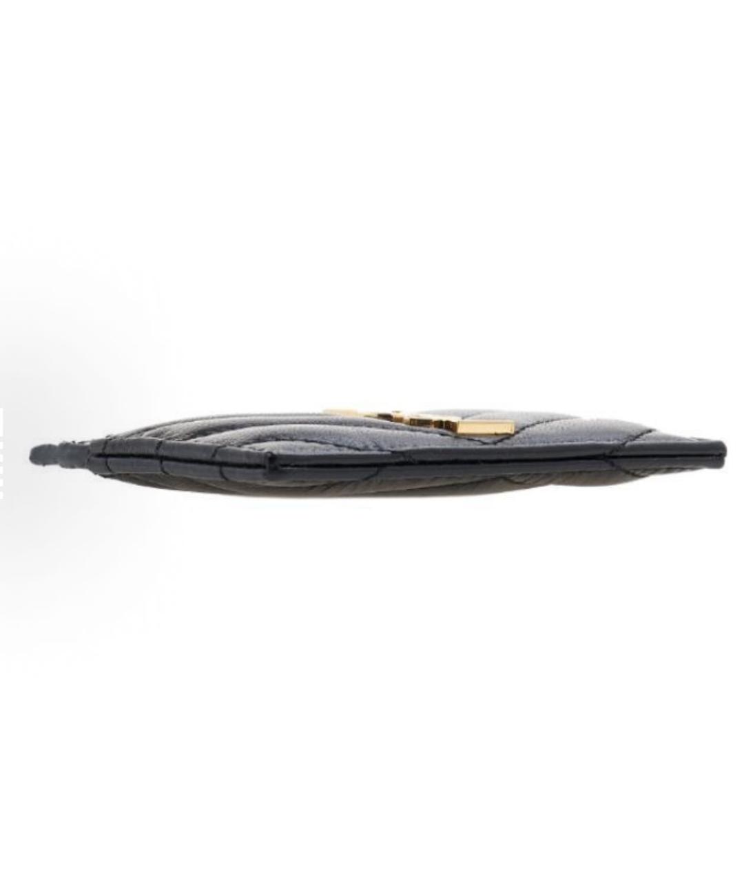 SAINT LAURENT Черный кожаный кардхолдер, фото 4