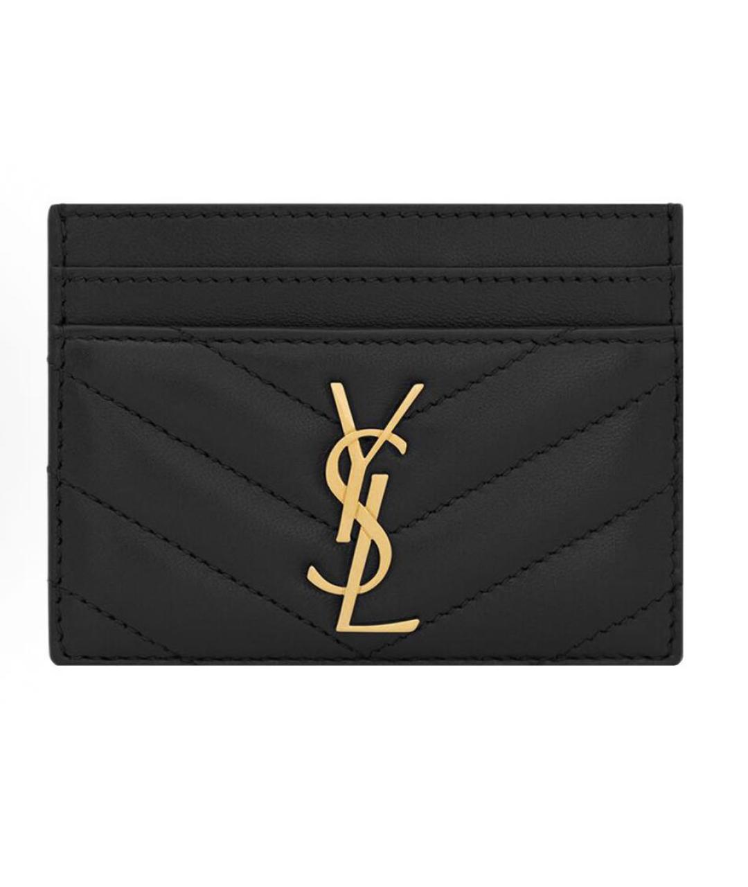 SAINT LAURENT Черный кожаный кардхолдер, фото 6