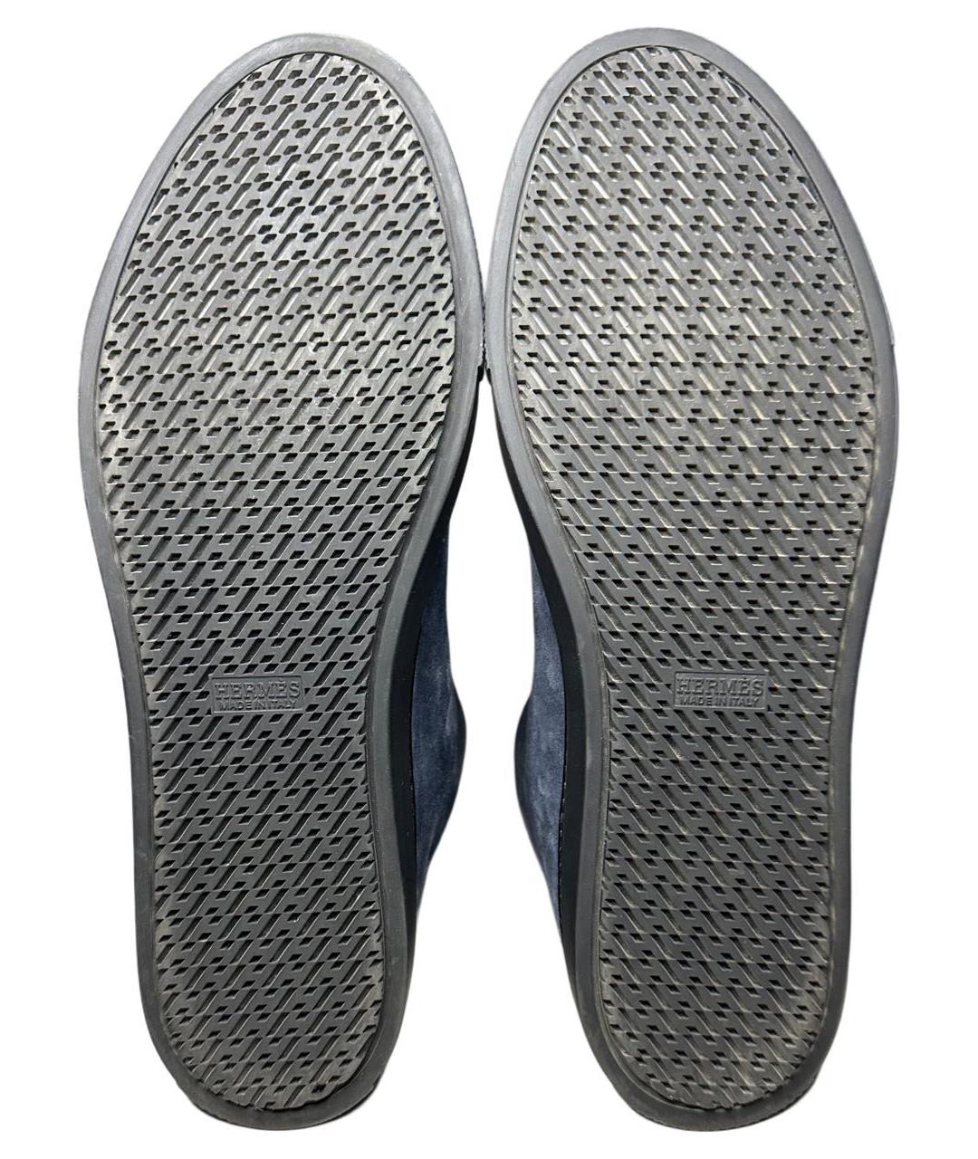 HERMES Темно-синие замшевые высокие кроссовки / кеды, фото 8