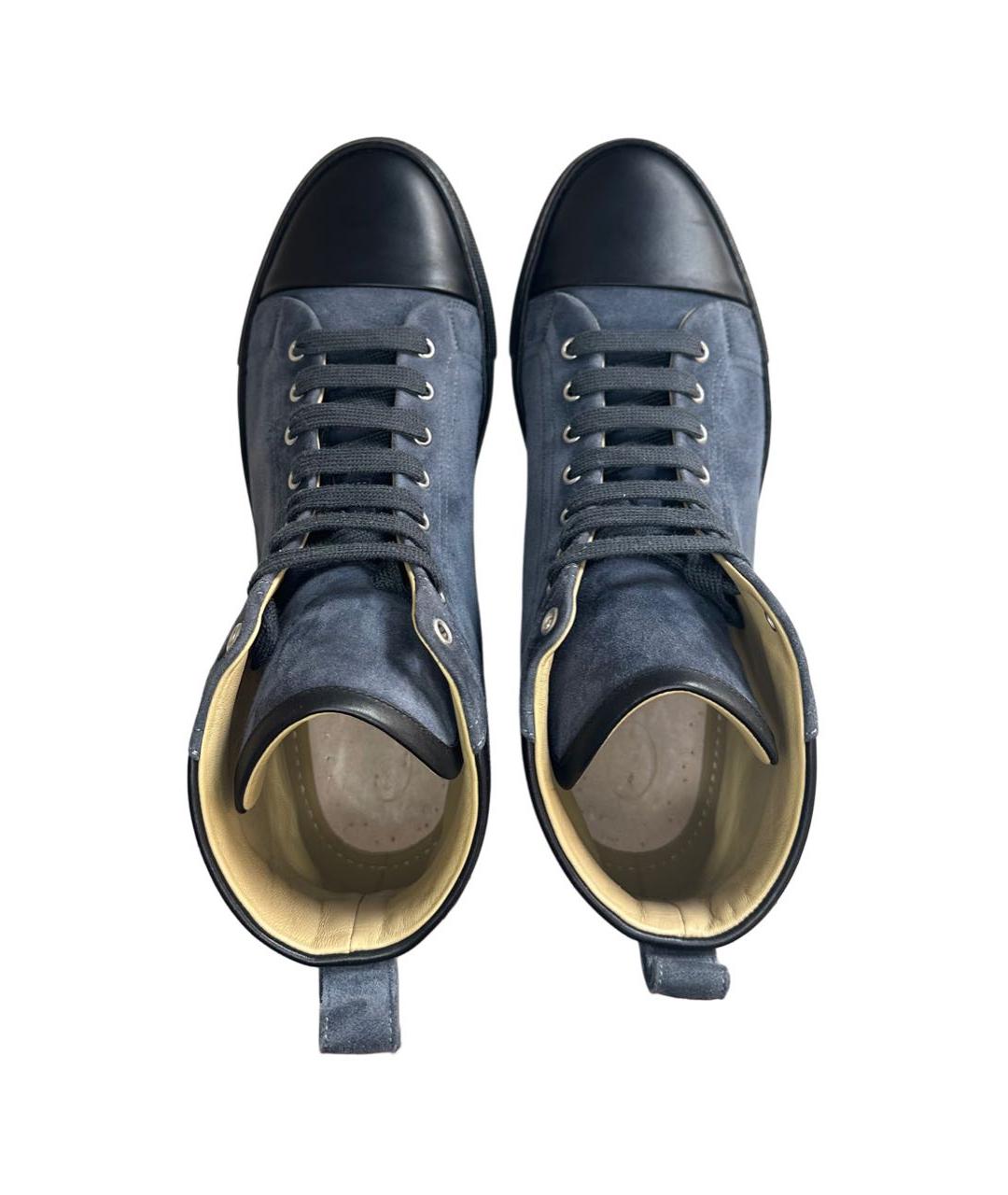 HERMES Темно-синие замшевые высокие кроссовки / кеды, фото 3