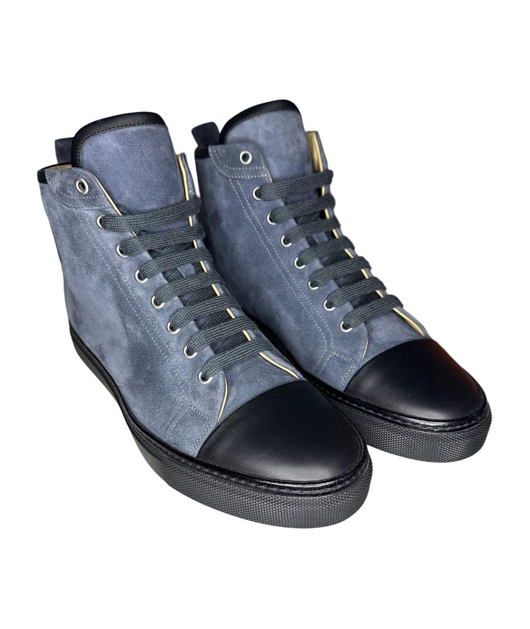 HERMES Темно-синие замшевые высокие кроссовки / кеды, фото 6