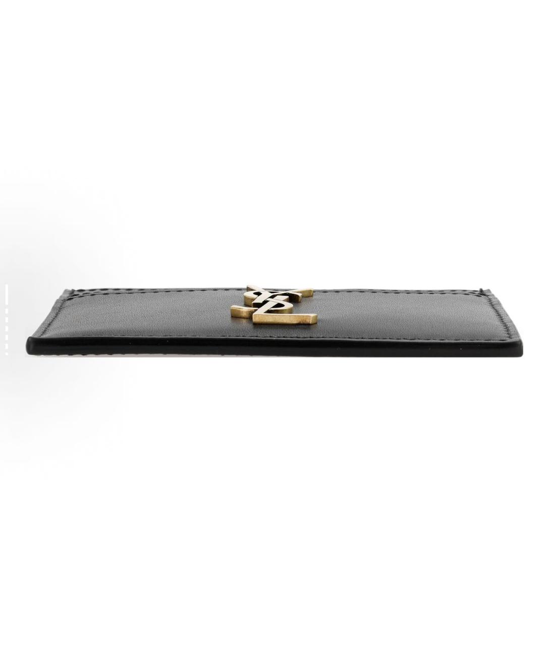 SAINT LAURENT Черный кожаный кардхолдер, фото 4