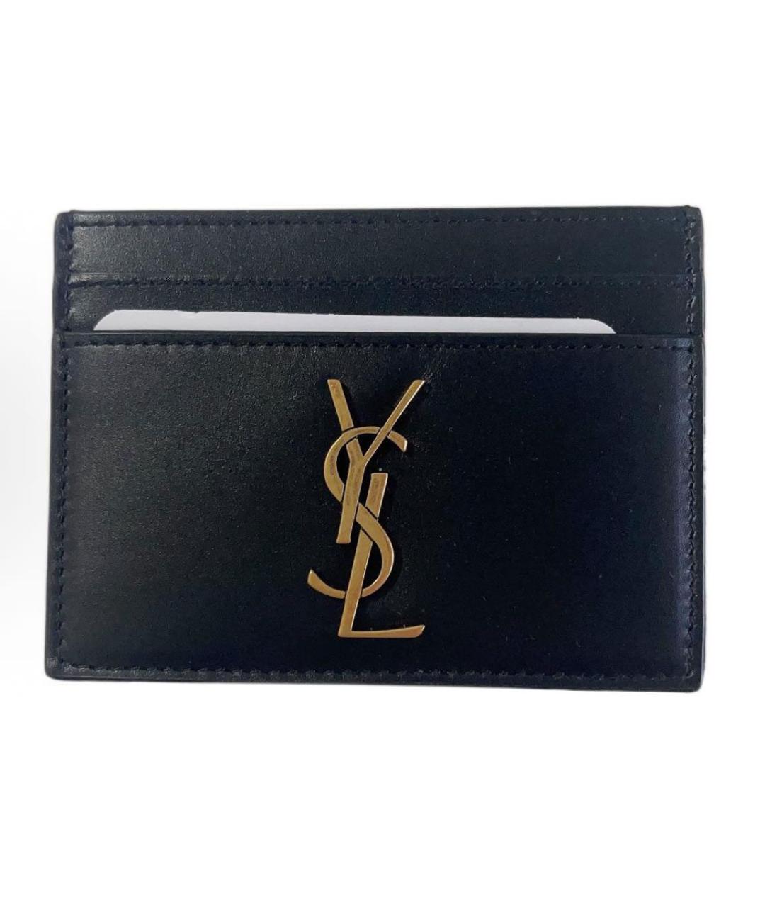 SAINT LAURENT Черный кожаный кардхолдер, фото 6
