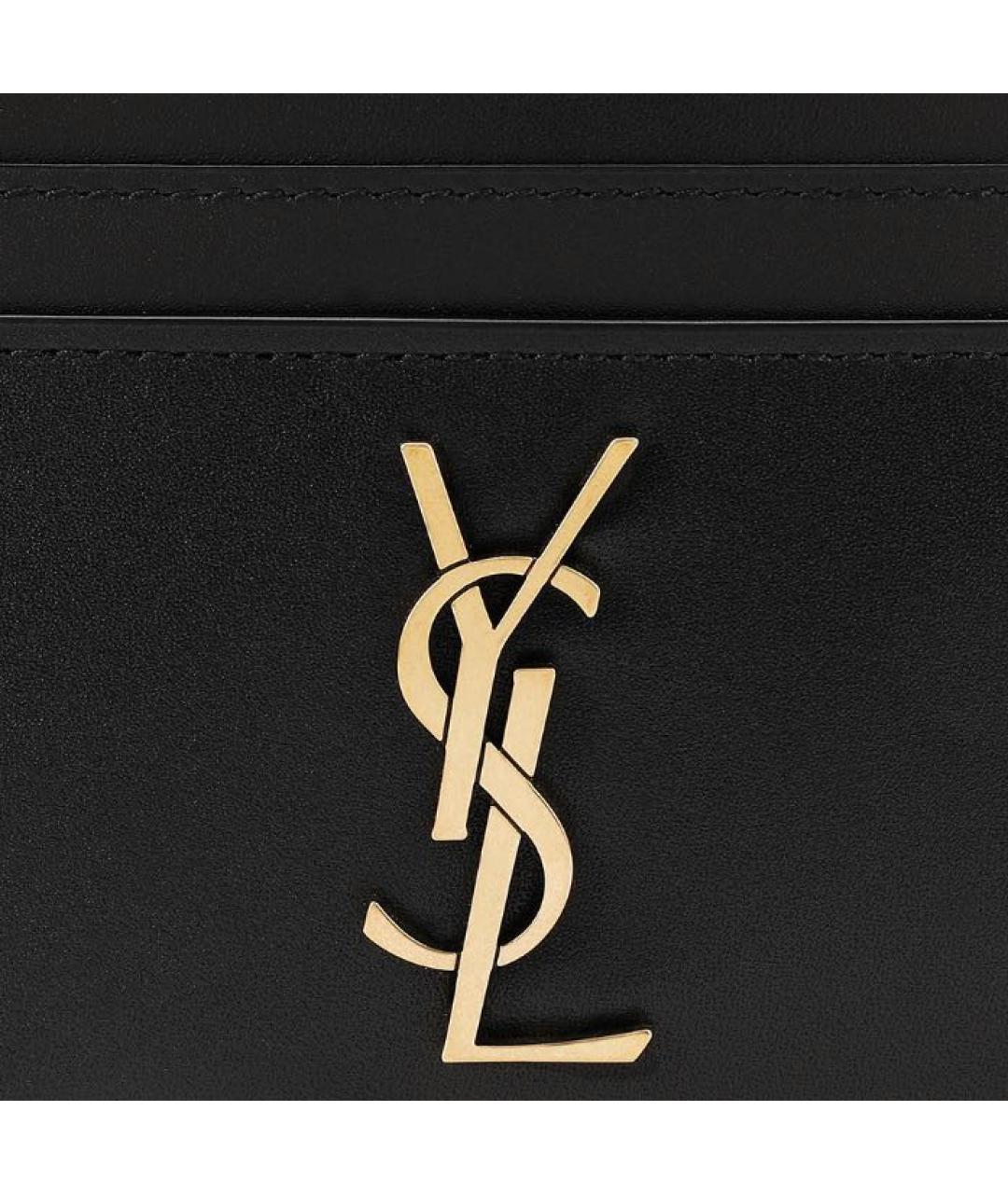 SAINT LAURENT Черный кожаный кардхолдер, фото 5