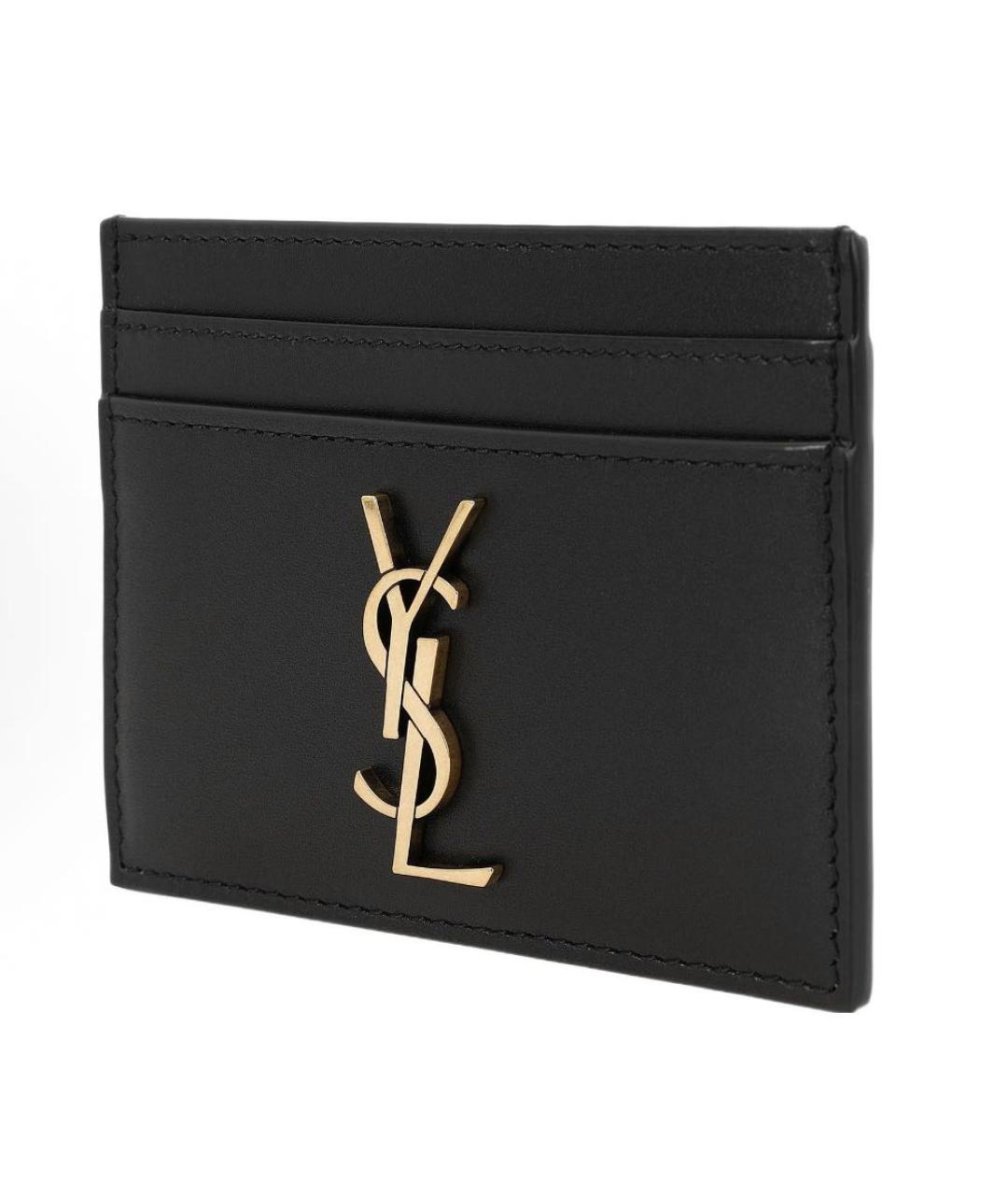 SAINT LAURENT Черный кожаный кардхолдер, фото 2