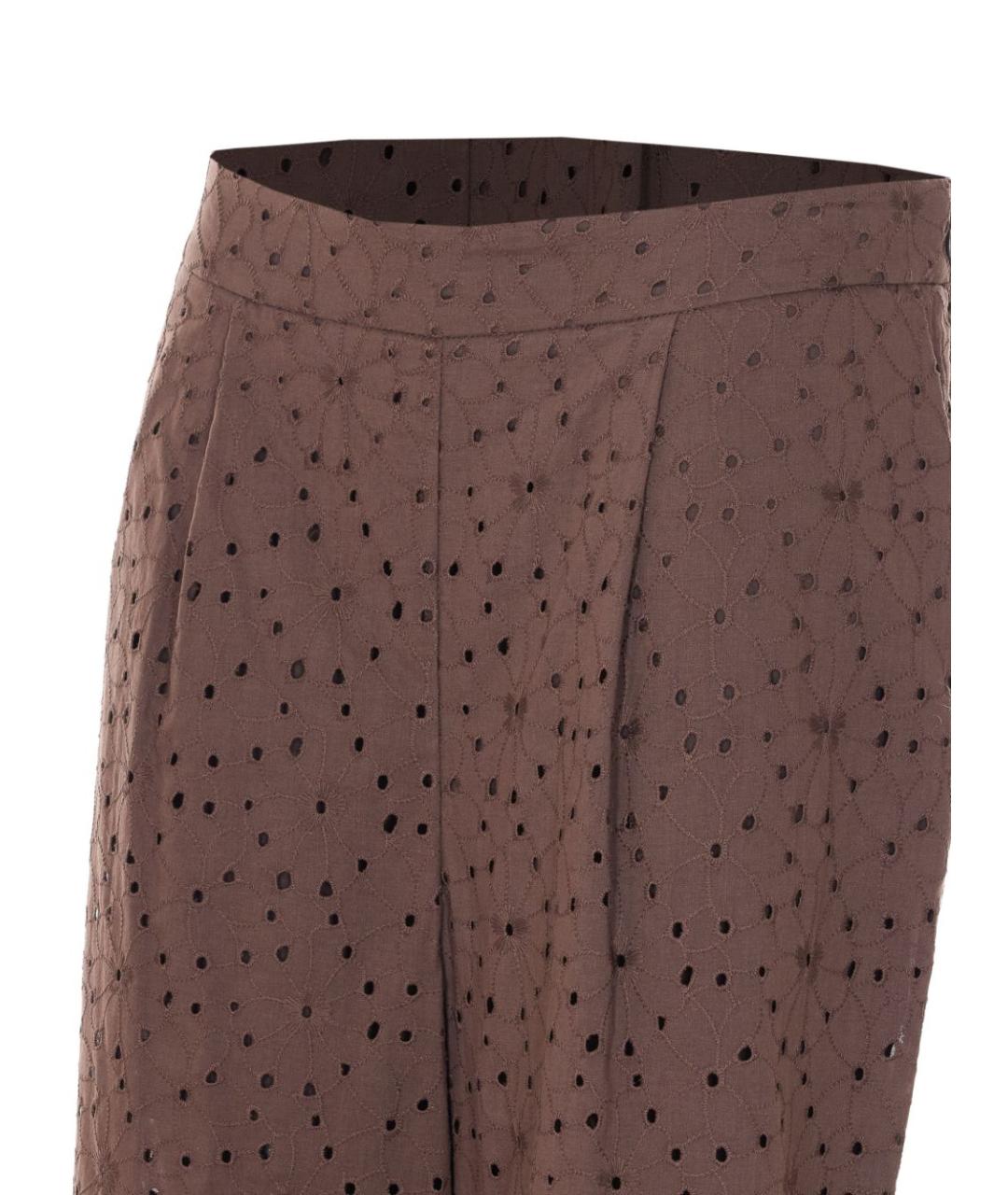 TWIN-SET Коричневые хлопковые прямые брюки, фото 2