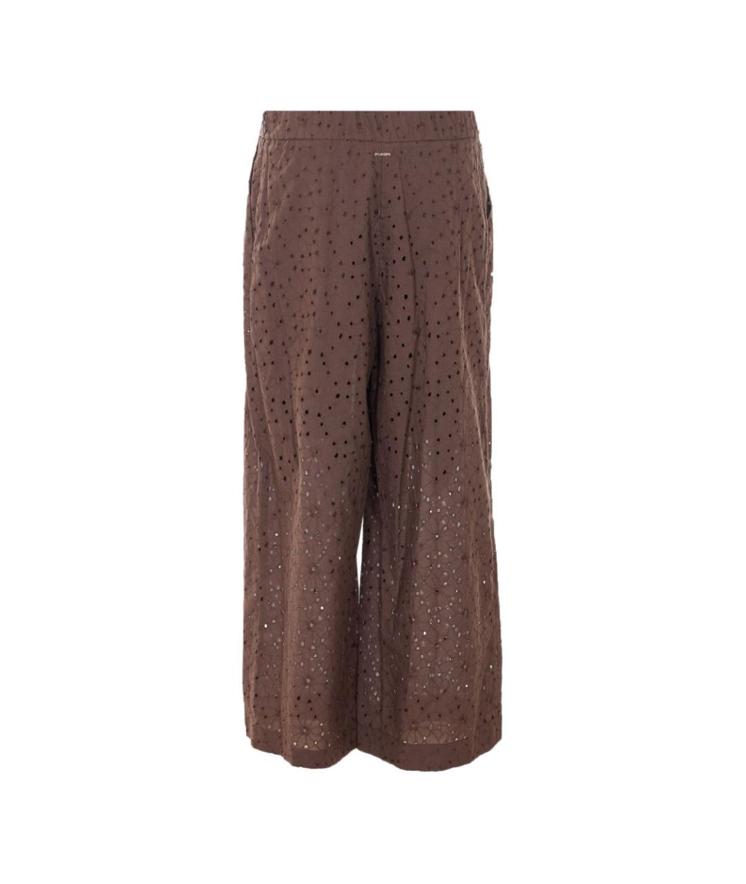 TWIN-SET Коричневые хлопковые прямые брюки, фото 4