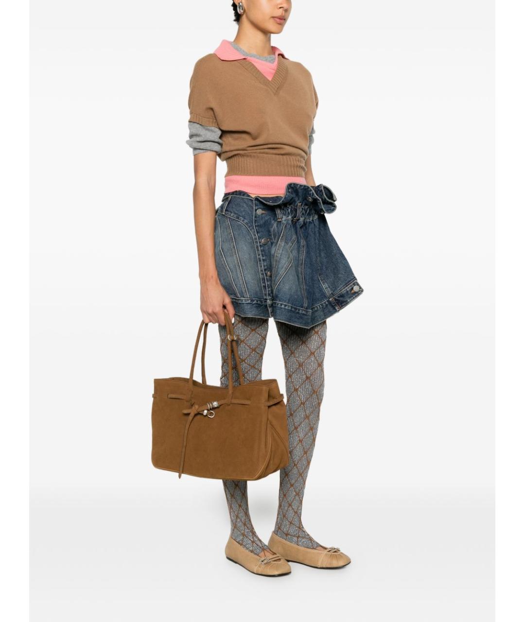 MARGESHERWOOD Коричневая замшевая сумка тоут, фото 3