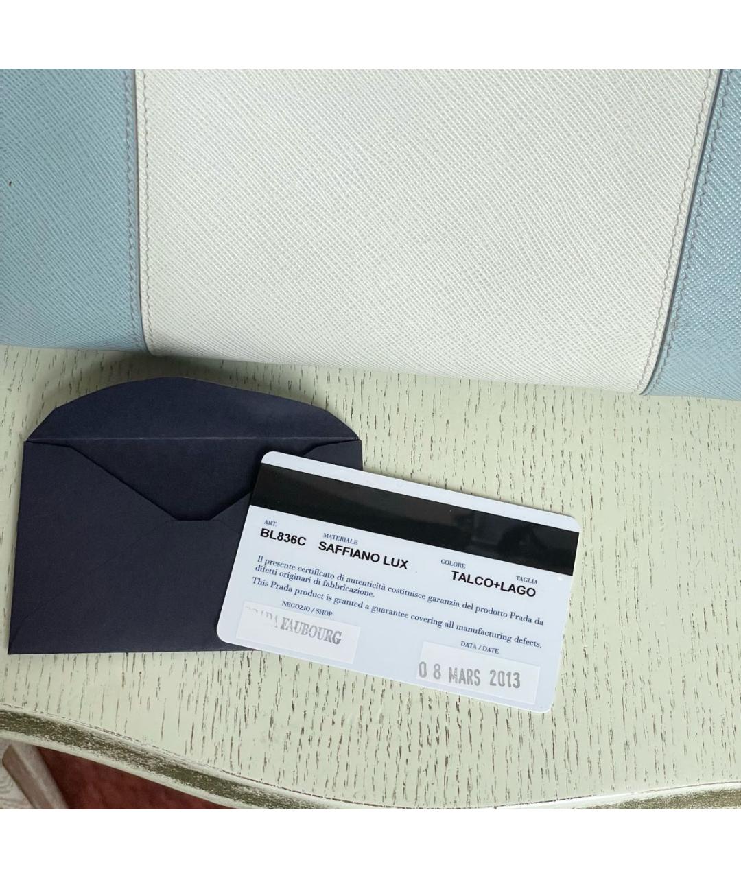 PRADA Голубая кожаная сумка с короткими ручками, фото 3
