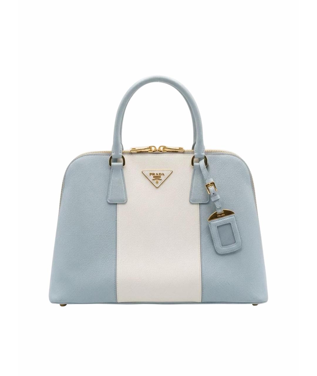 PRADA Голубая кожаная сумка с короткими ручками, фото 1