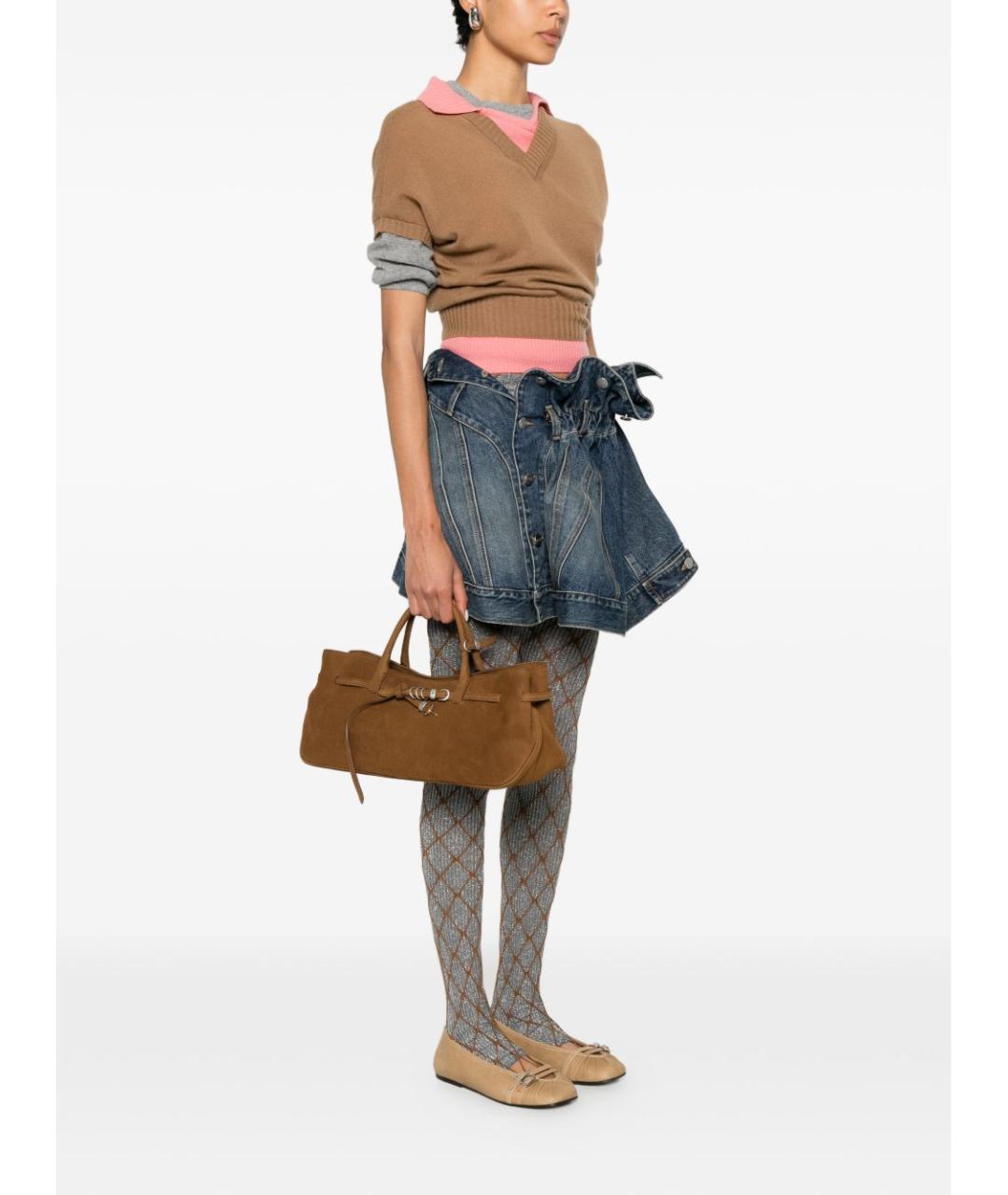 MARGESHERWOOD Коричневая замшевая сумка тоут, фото 5