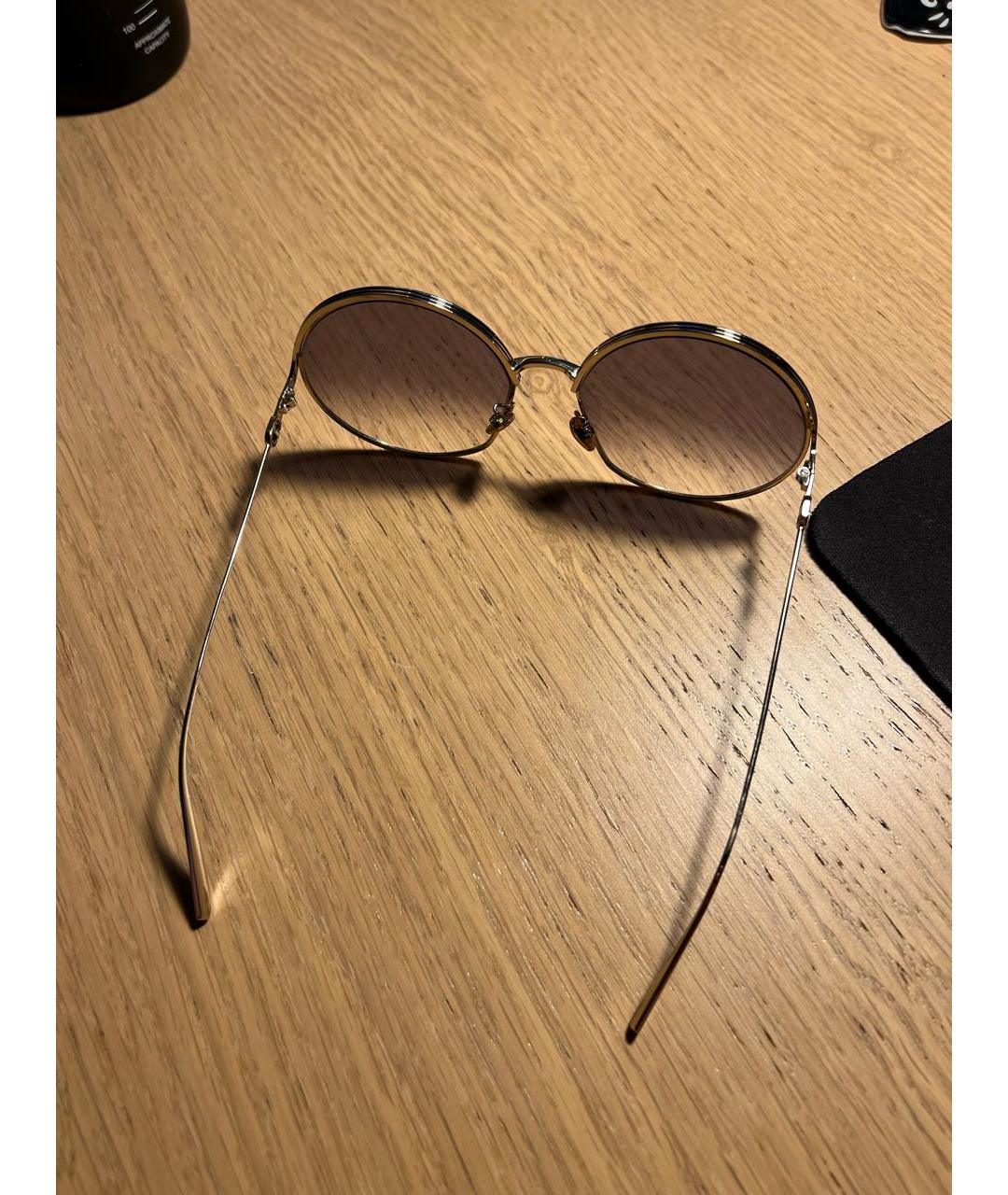 CHRISTIAN DIOR Золотые металлические солнцезащитные очки, фото 7