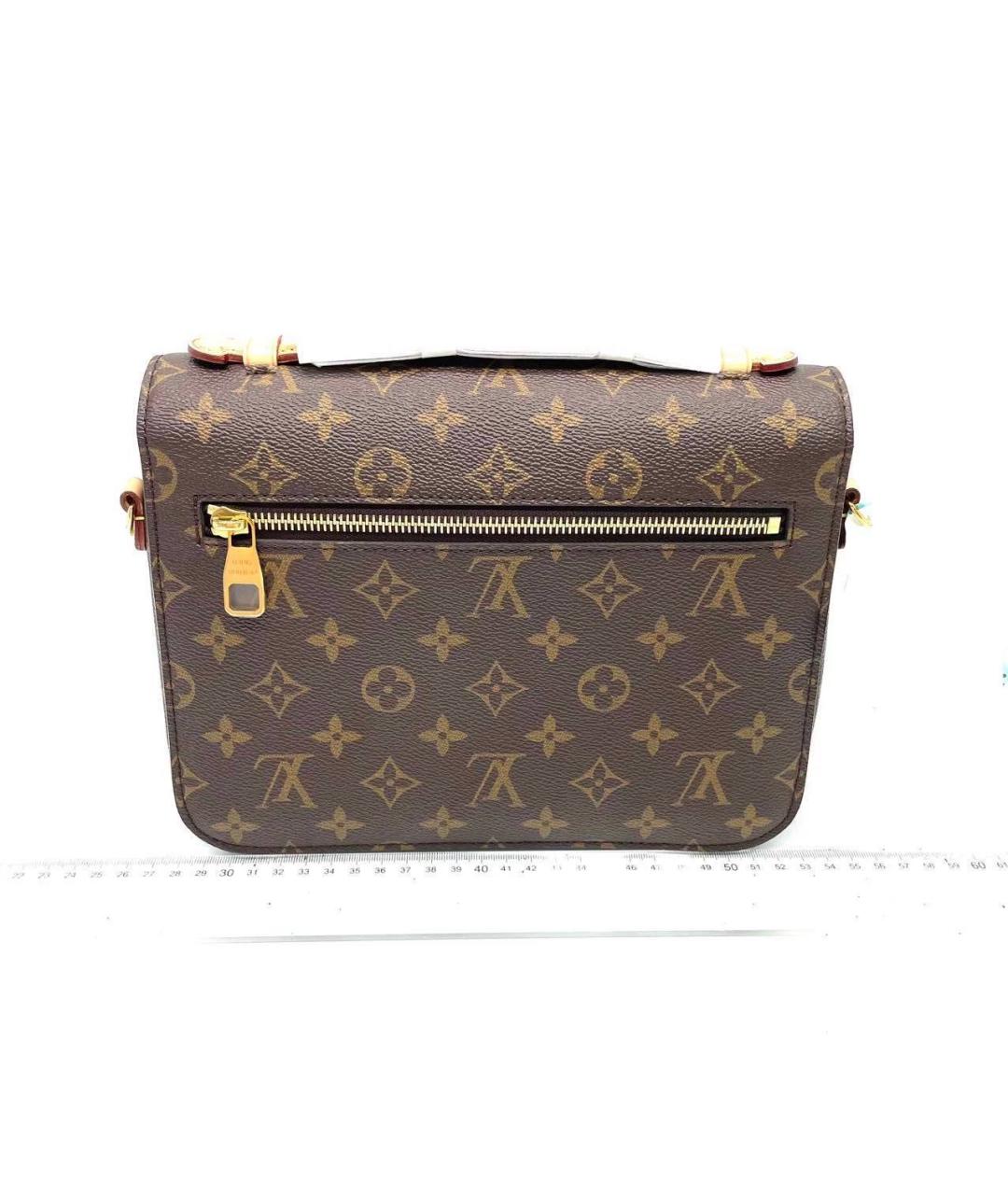 LOUIS VUITTON Коричневая кожаная сумка с короткими ручками, фото 3