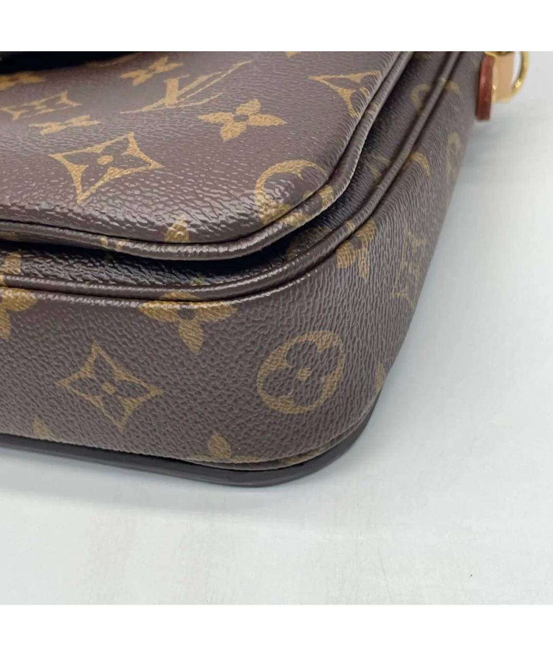 LOUIS VUITTON Коричневая кожаная сумка с короткими ручками, фото 6