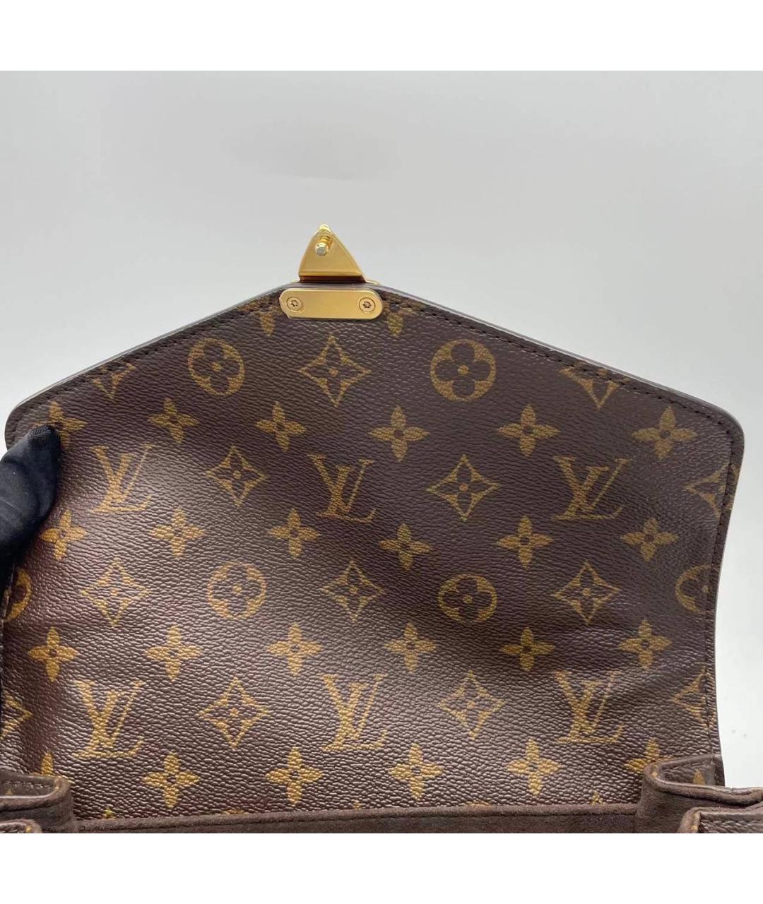 LOUIS VUITTON Коричневая кожаная сумка с короткими ручками, фото 8