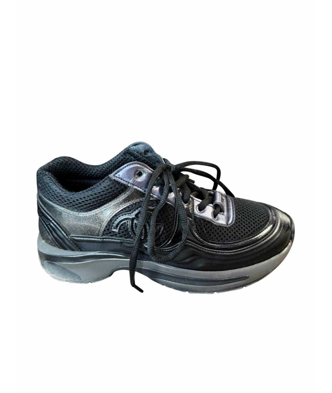 CHANEL Черные текстильные кроссовки, фото 1