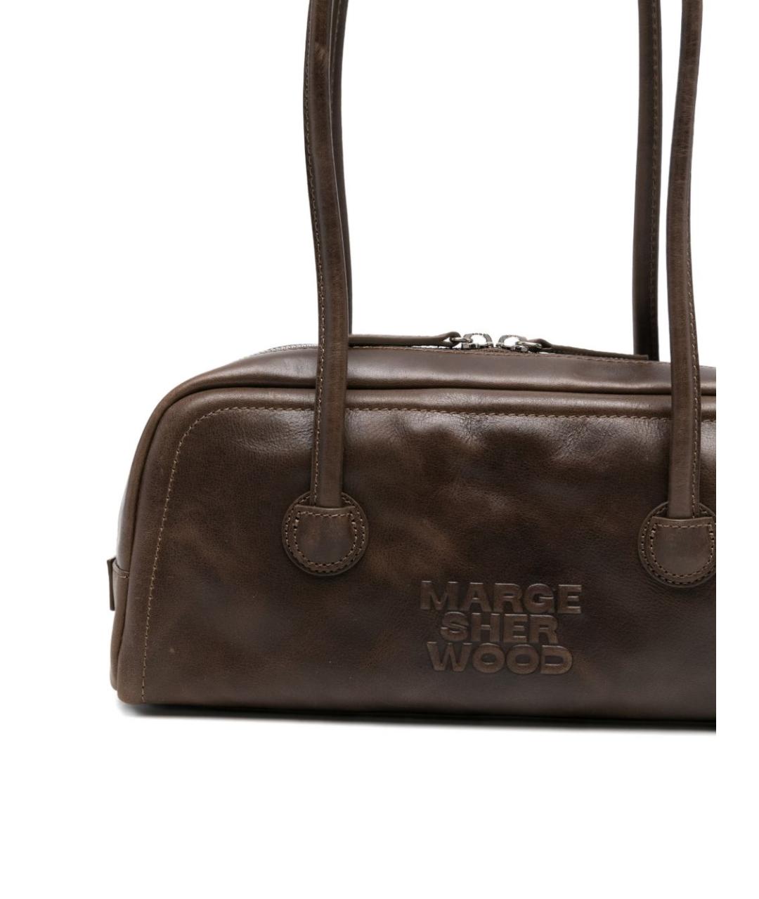 MARGESHERWOOD Коричневая кожаная сумка с короткими ручками, фото 3