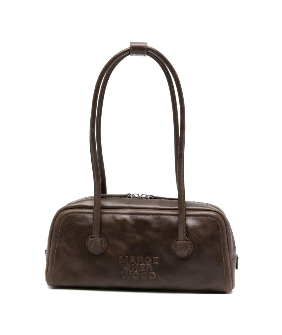 MARGESHERWOOD Коричневая кожаная сумка с короткими ручками, фото 1
