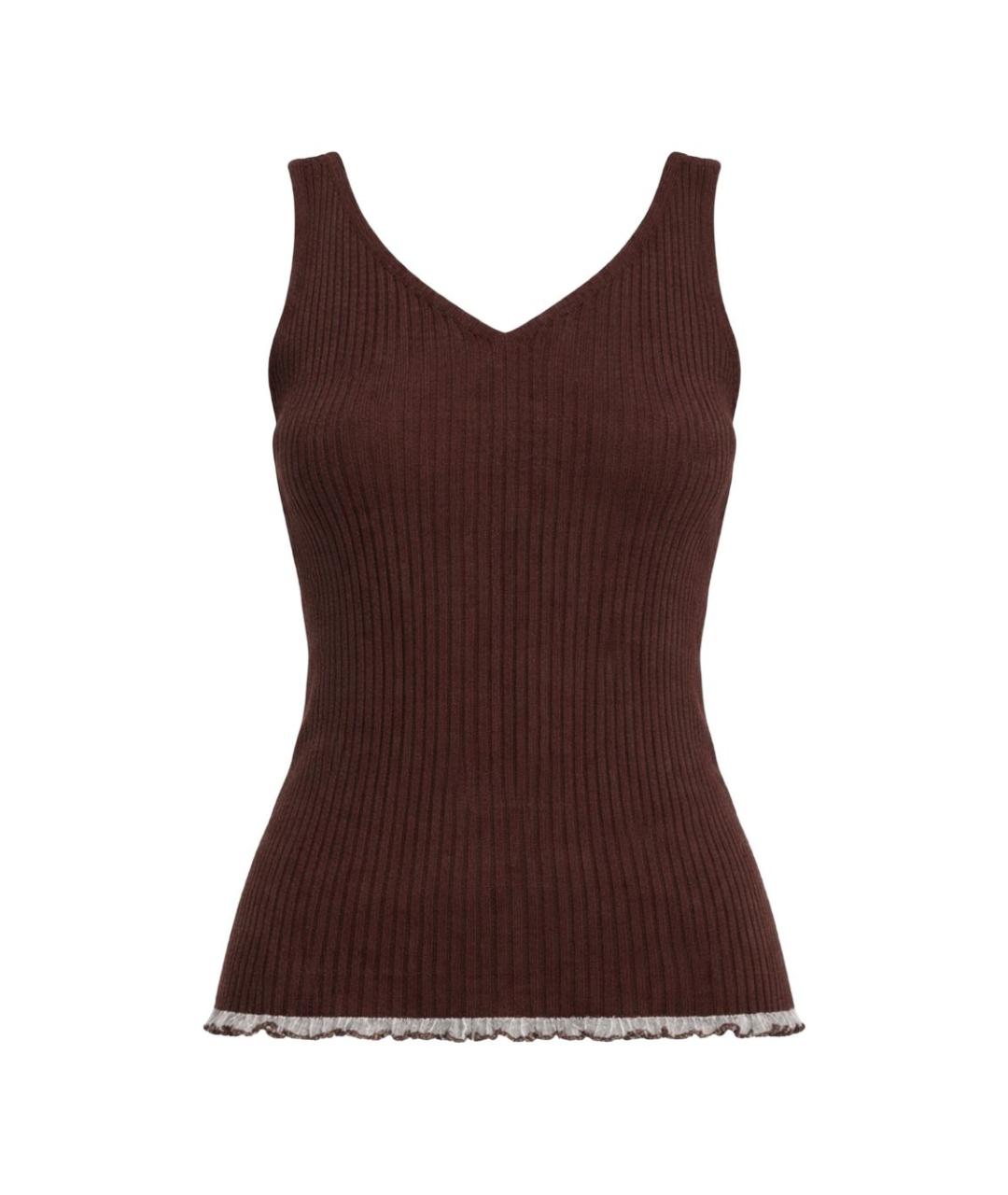 TWIN-SET Коричневая хлопковая майка, фото 1