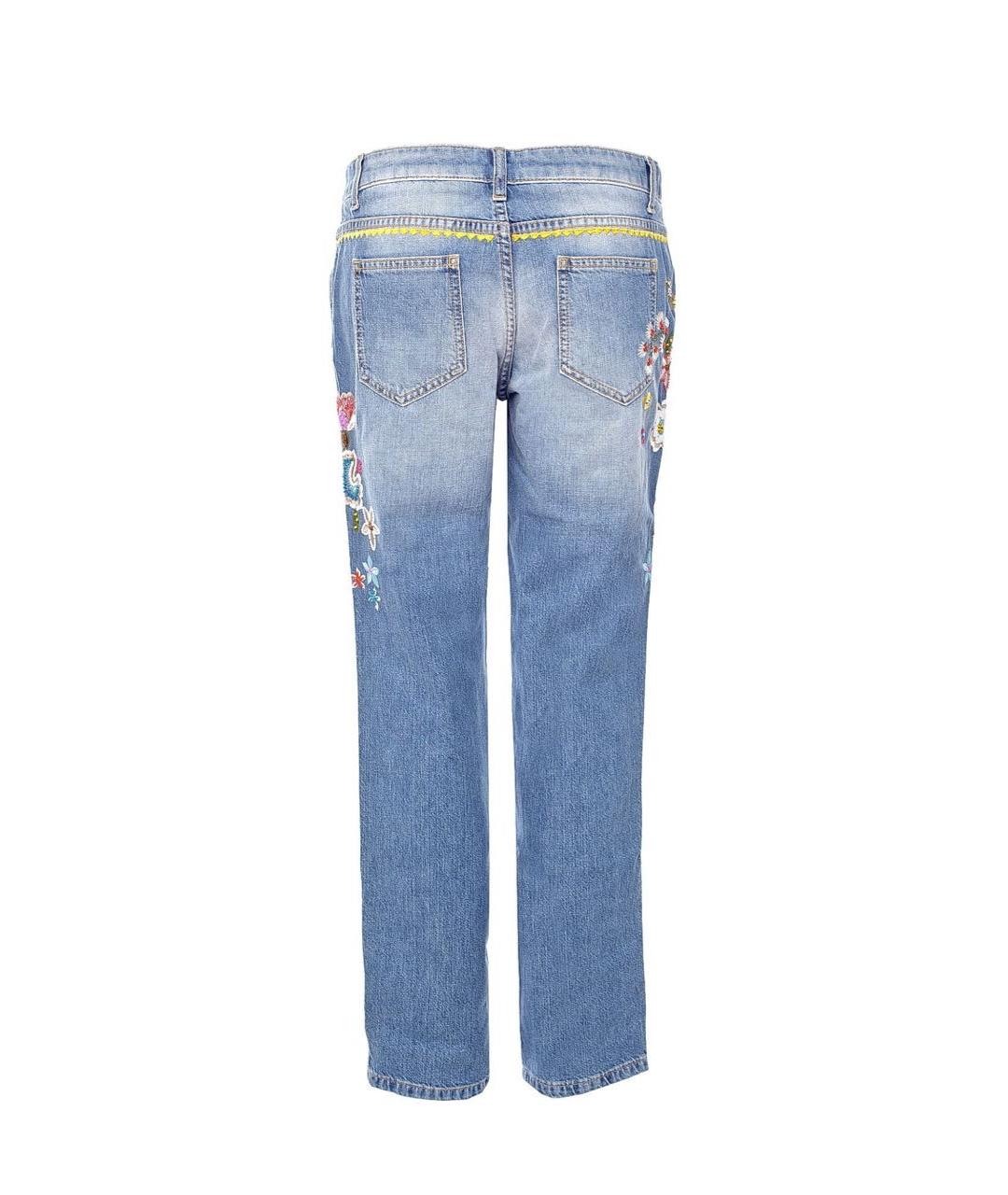 ERMANNO SCERVINO Голубые хлопковые прямые джинсы, фото 2