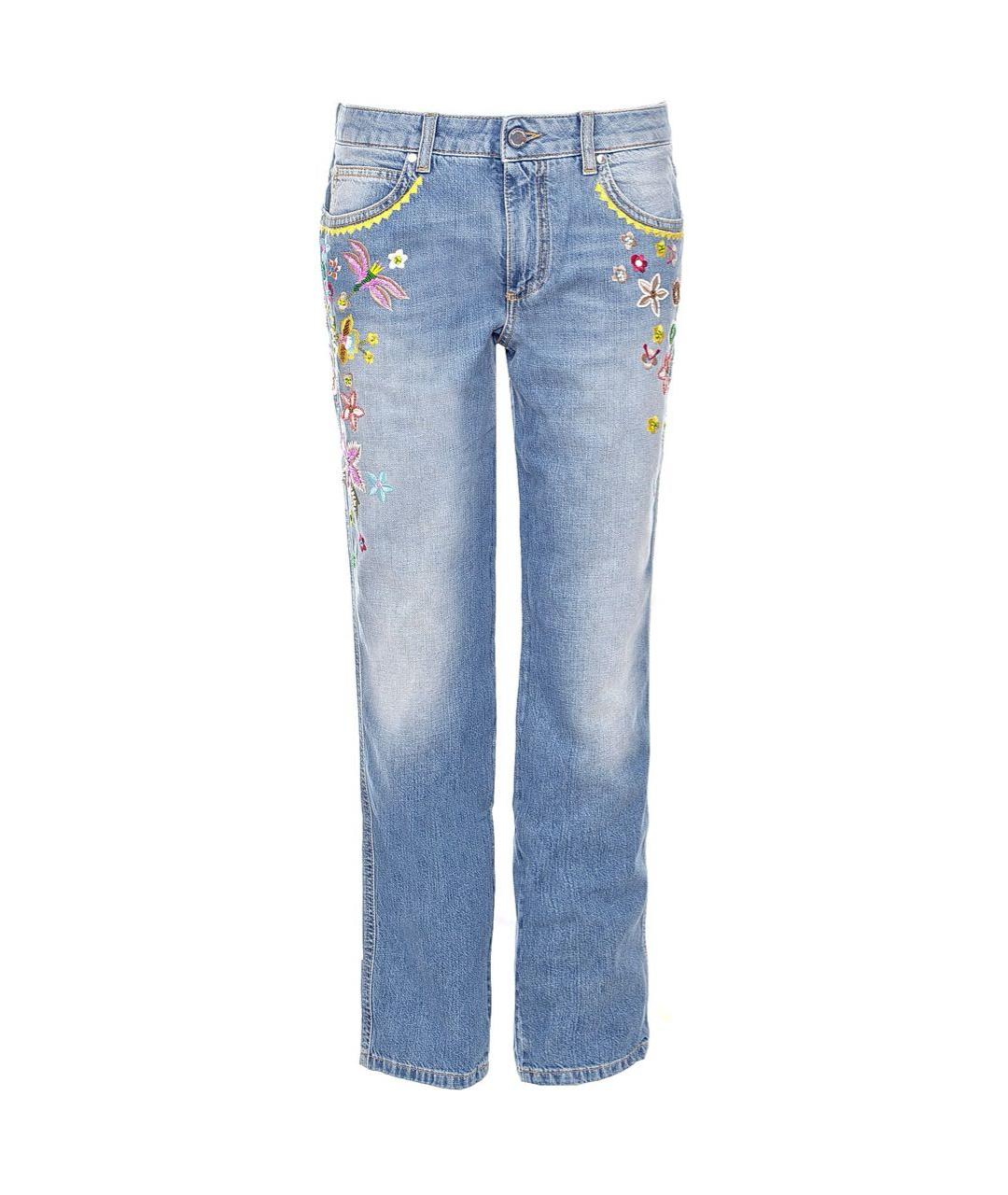 ERMANNO SCERVINO Голубые хлопковые прямые джинсы, фото 1