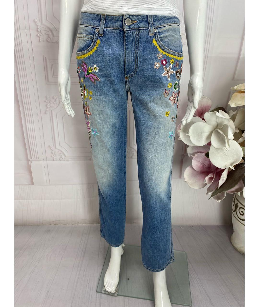 ERMANNO SCERVINO Голубые хлопковые прямые джинсы, фото 5