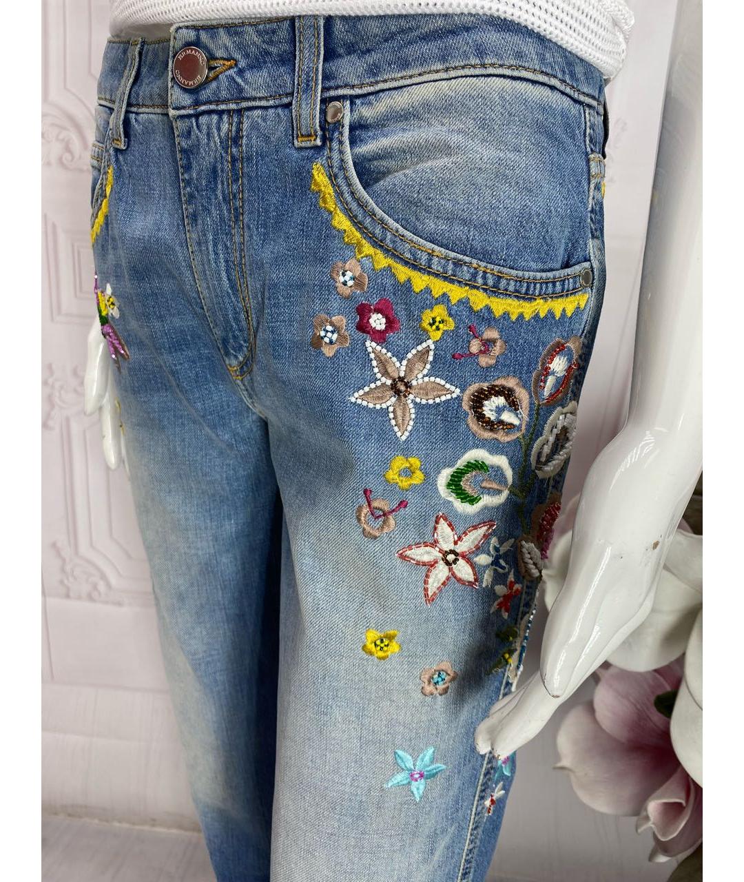 ERMANNO SCERVINO Голубые хлопковые прямые джинсы, фото 8