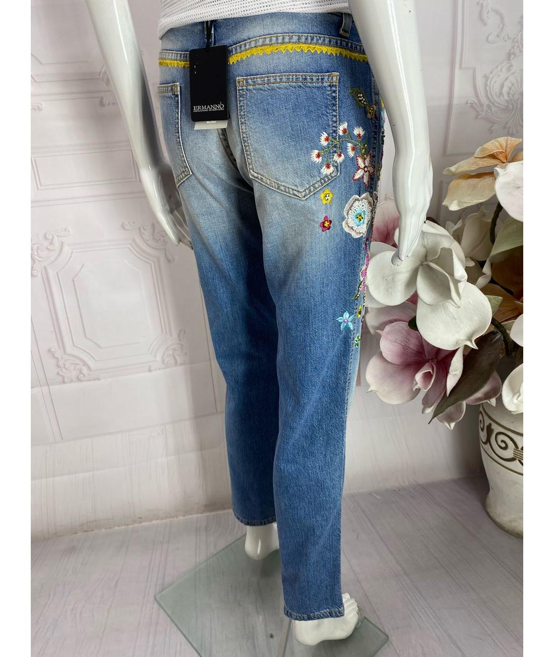 ERMANNO SCERVINO Голубые хлопковые прямые джинсы, фото 6